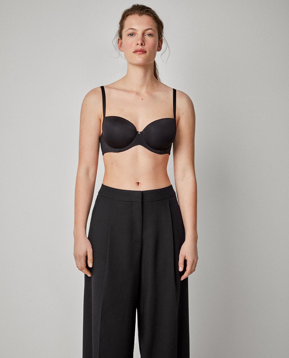 Sujetador de mujer de capacidad con aro y foam - Gisela - Negro mate Negro mate-3