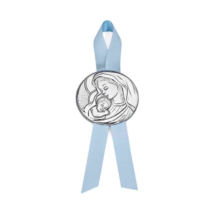 Imagen 0 de Medalla de cuna Virgen con Niño Pedro Durán Azul