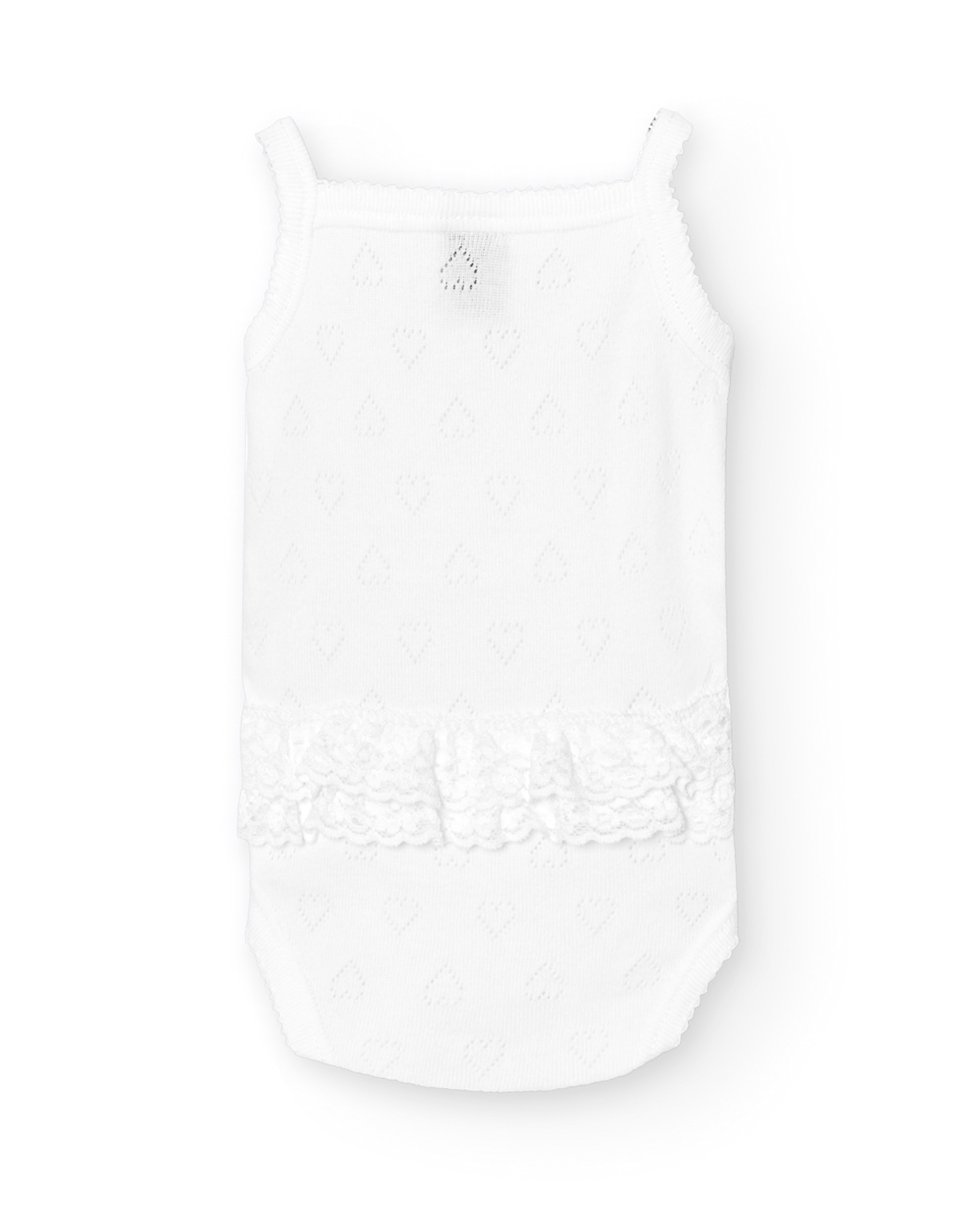 Imagen 2 de Pack de 2 bodys de bebé tirante fino volantes calado corazones - BABIDÚ - Blanco Blanco