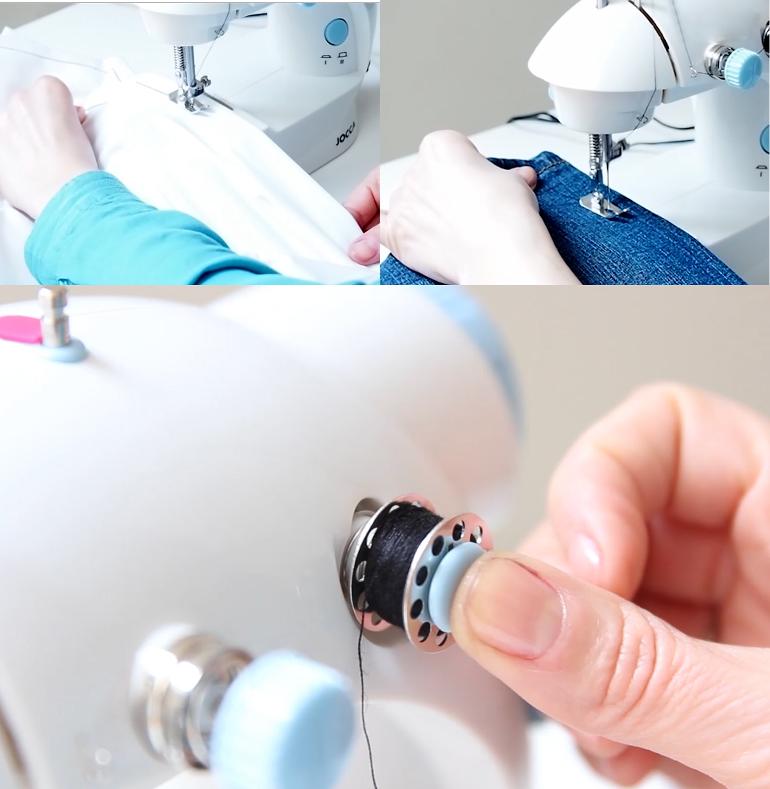 Máquina de coser Jocca Modelo 6652 Portátil Kit costura incluido - Blanco Blanco-5