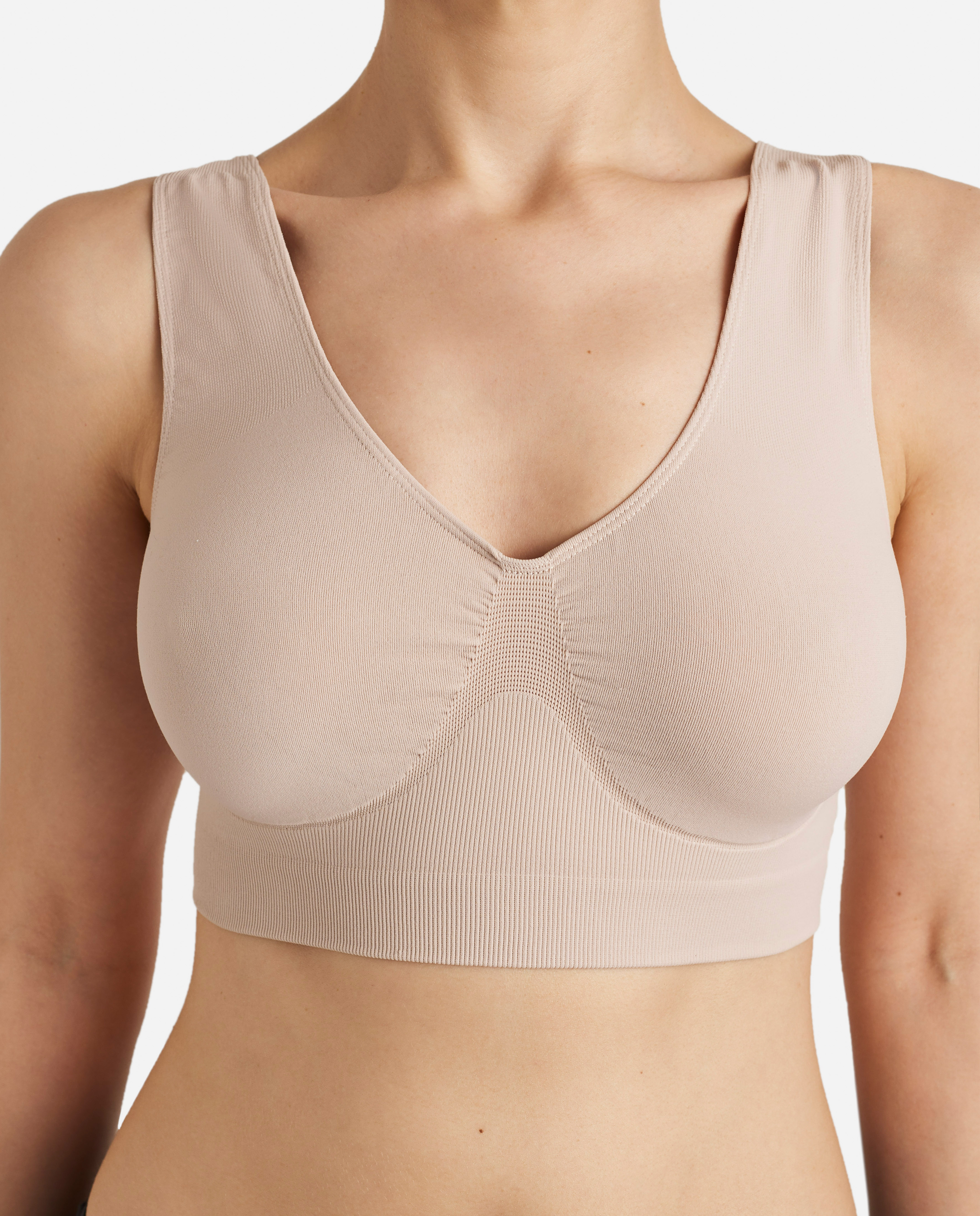 Sujetador top con tirante ancho seamless - Promise - Beige Beige-1