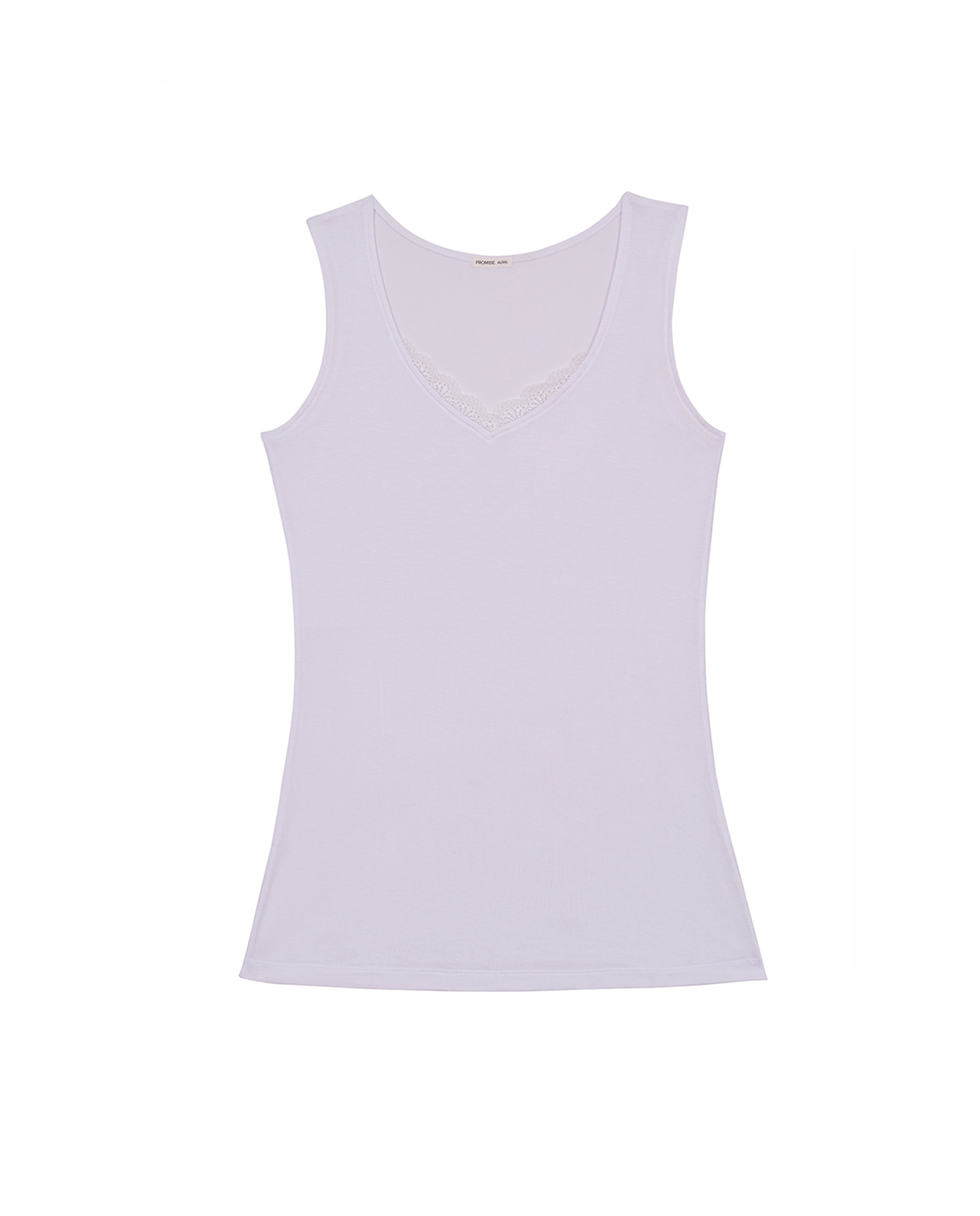 Camiseta interior de mujer sin mangas con detalle de encaje - Promise - Blanco Blanco-3