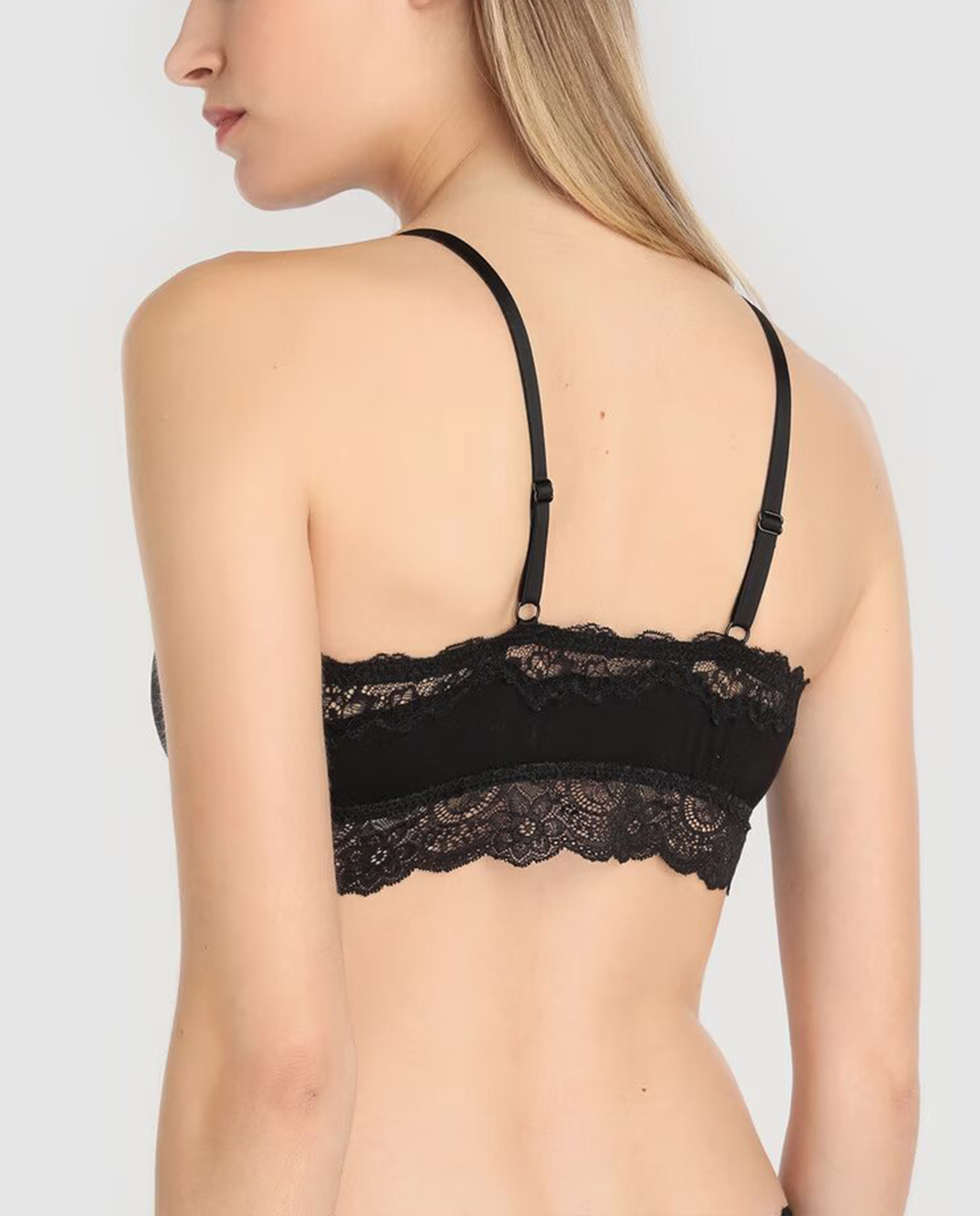 Sujetador sin aro triangular con detalles de encaje - Promise - Negro Negro-2