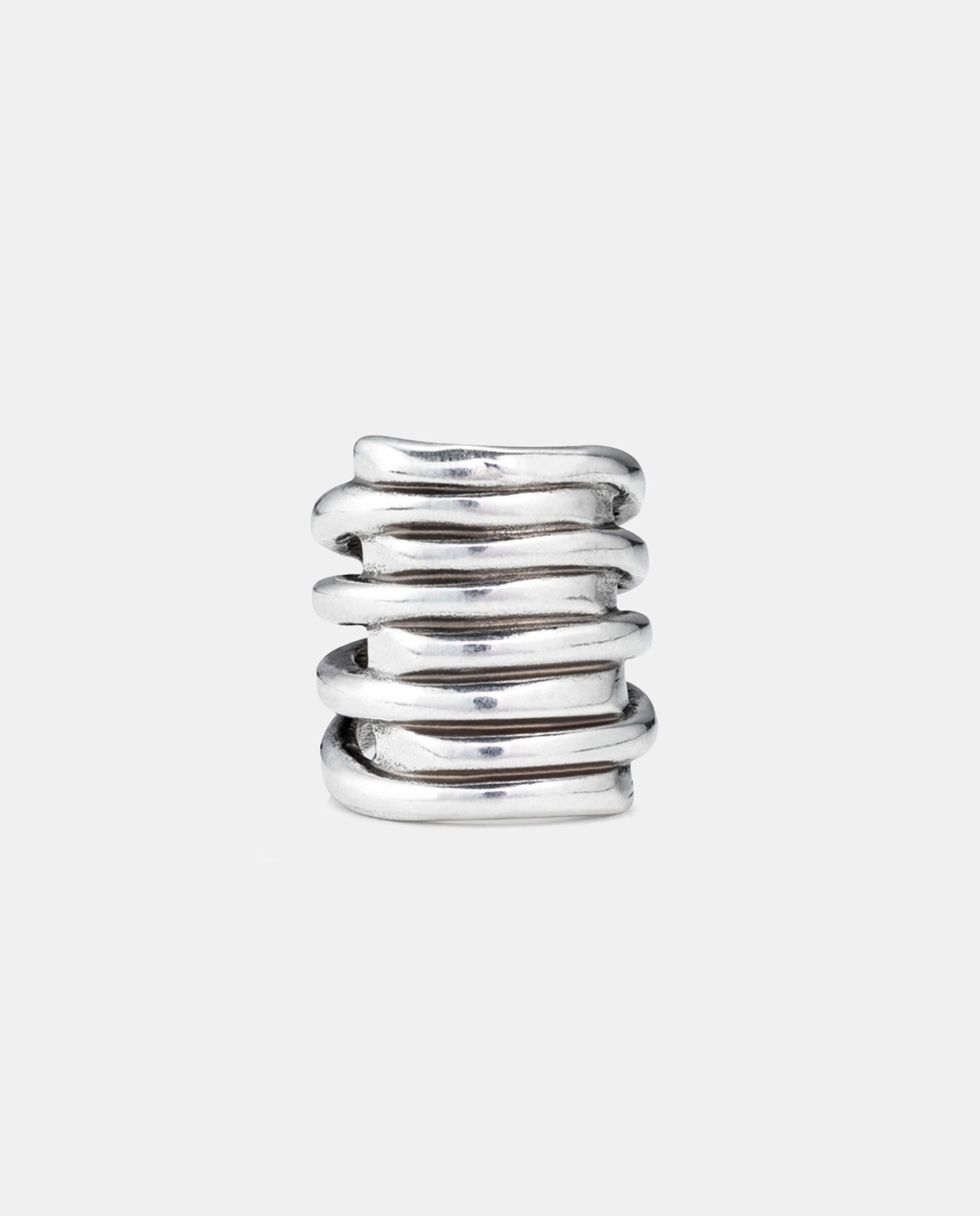 Anillo efecto apilado bañado en plata de ley - UNO de 50 - Plata Plata-1