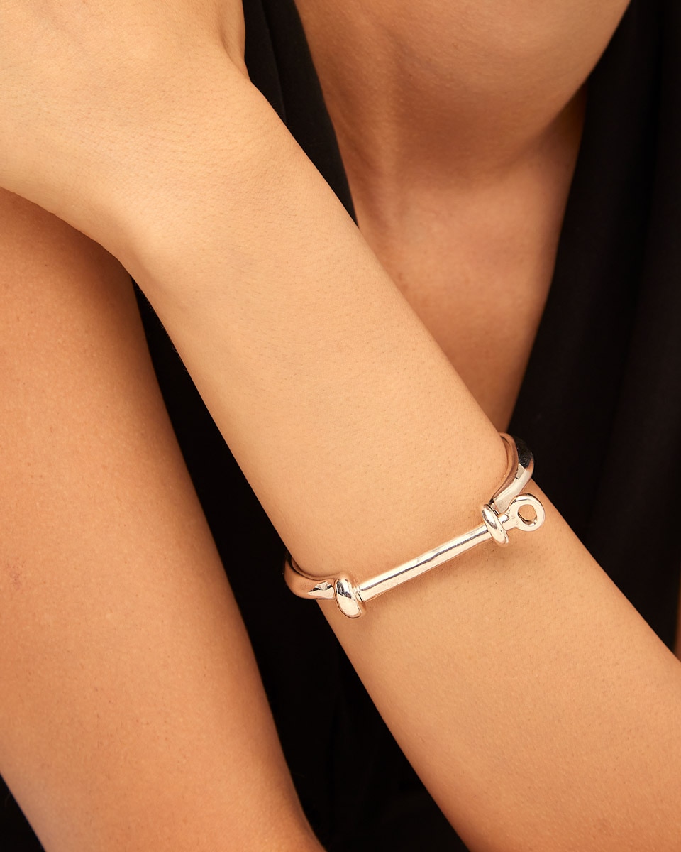 Pulsera bañada en plata de ley - Plata Plata-5