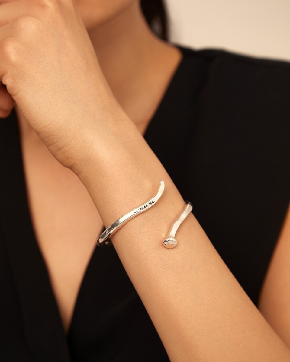 Pulsera bañada en de ley - UNO de 50 - Plata Plata-5