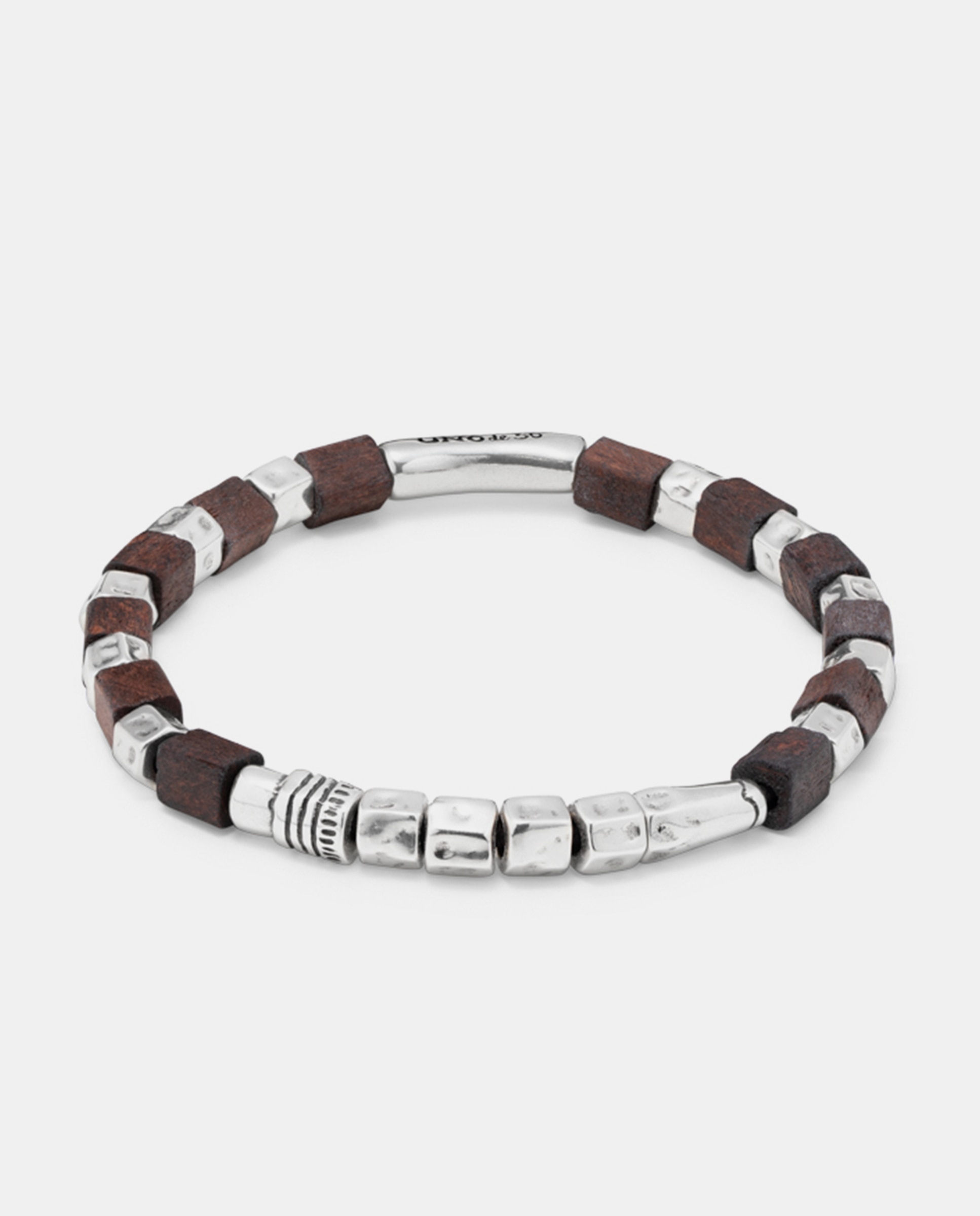 Pulsera de madera bañada en de ley - UNO de 50 - Plata Plata-1