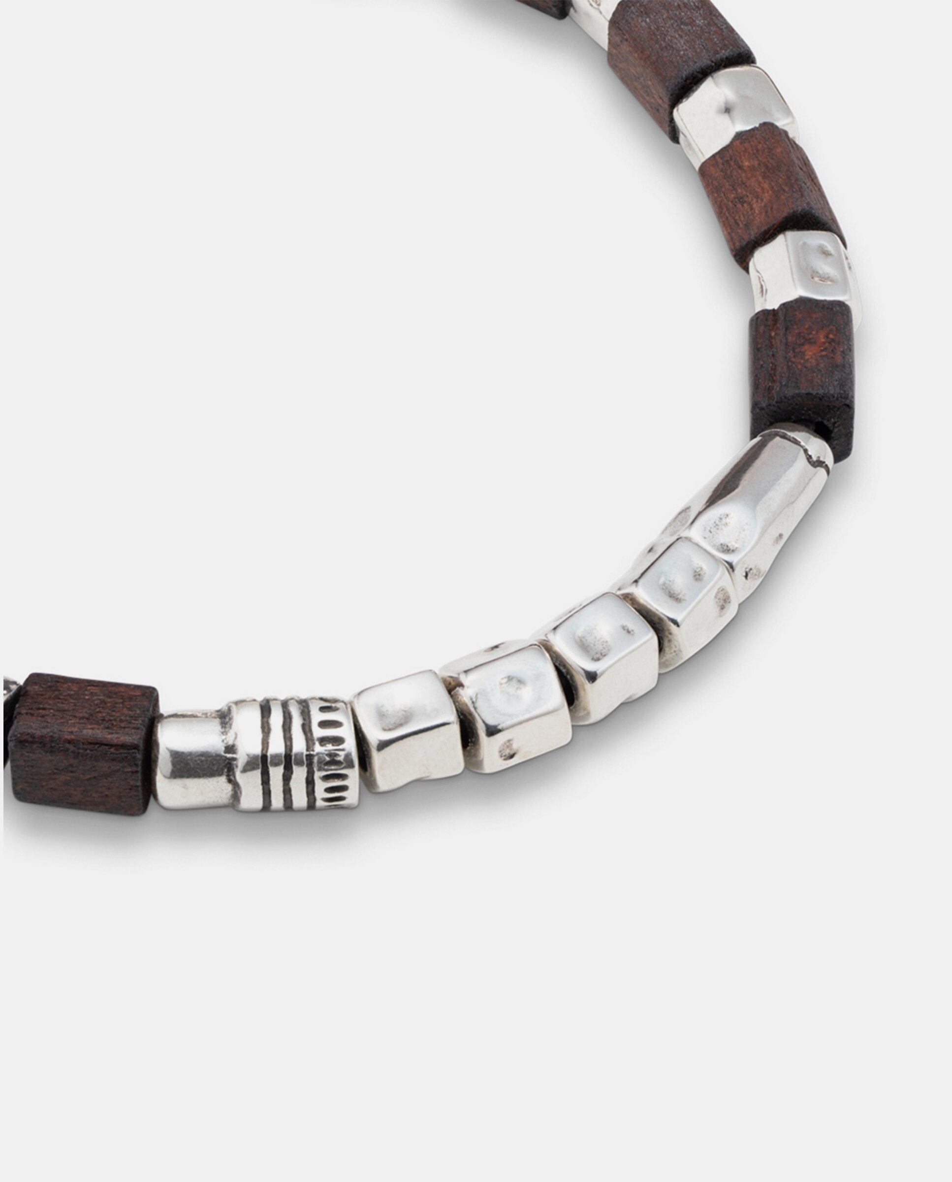 Pulsera de madera bañada en de ley - UNO de 50 - Plata Plata-2
