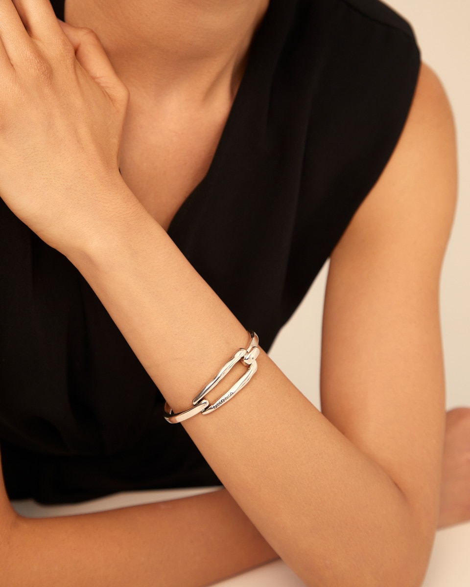 Pulsera bañada en plata de ley - UNO de 50 - Plata Plata-5