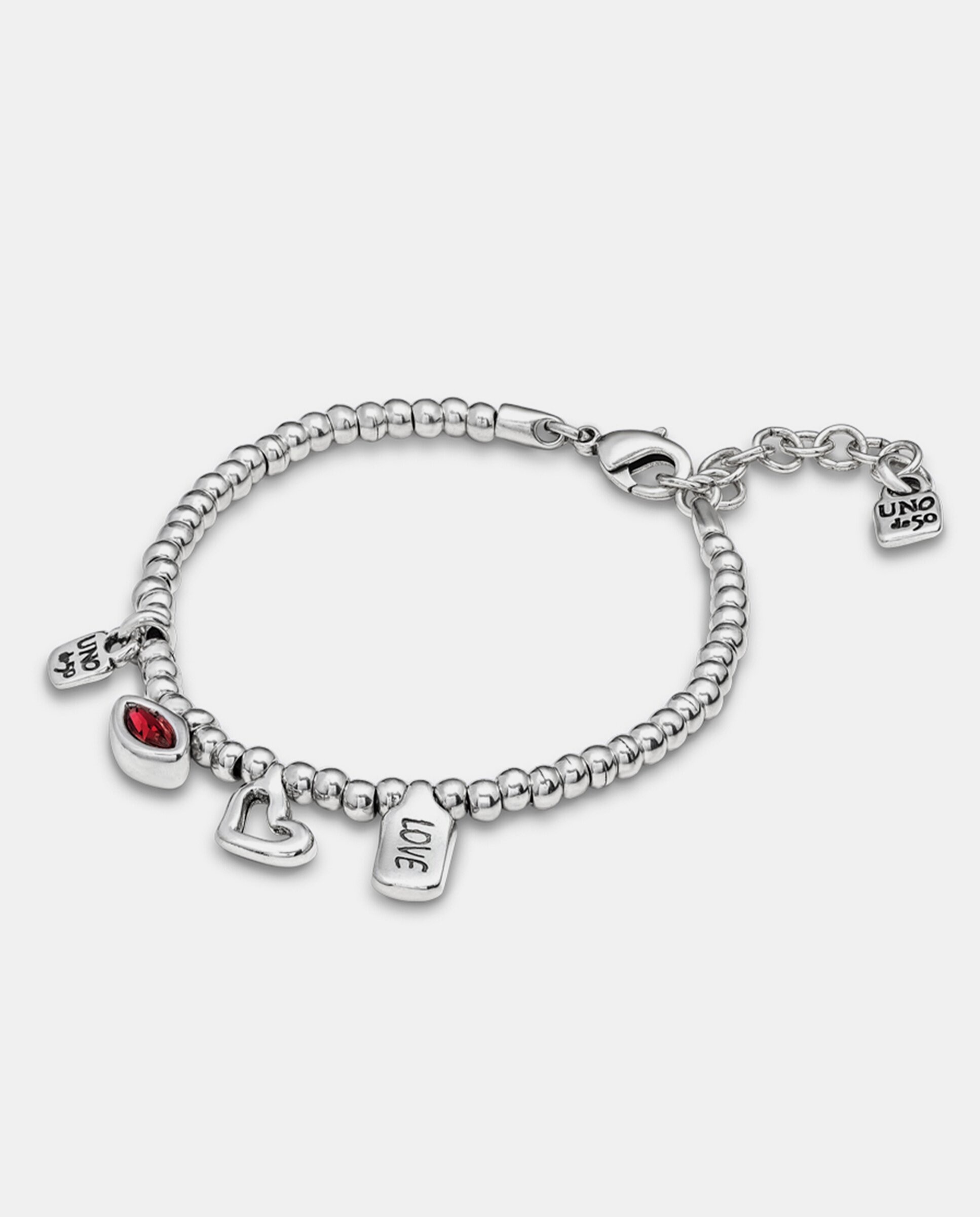 Pulsera bañada en plata de ley y cristal - UNO de 50 - Plata Plata-3
