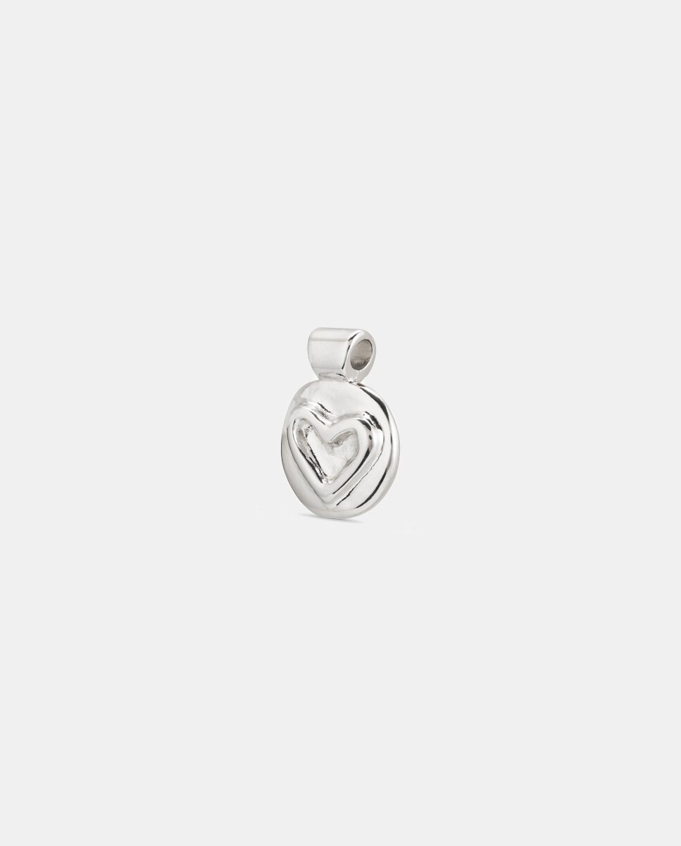 Charm corazón bañado en plata de ley Plata UNO de 50 Plata-1