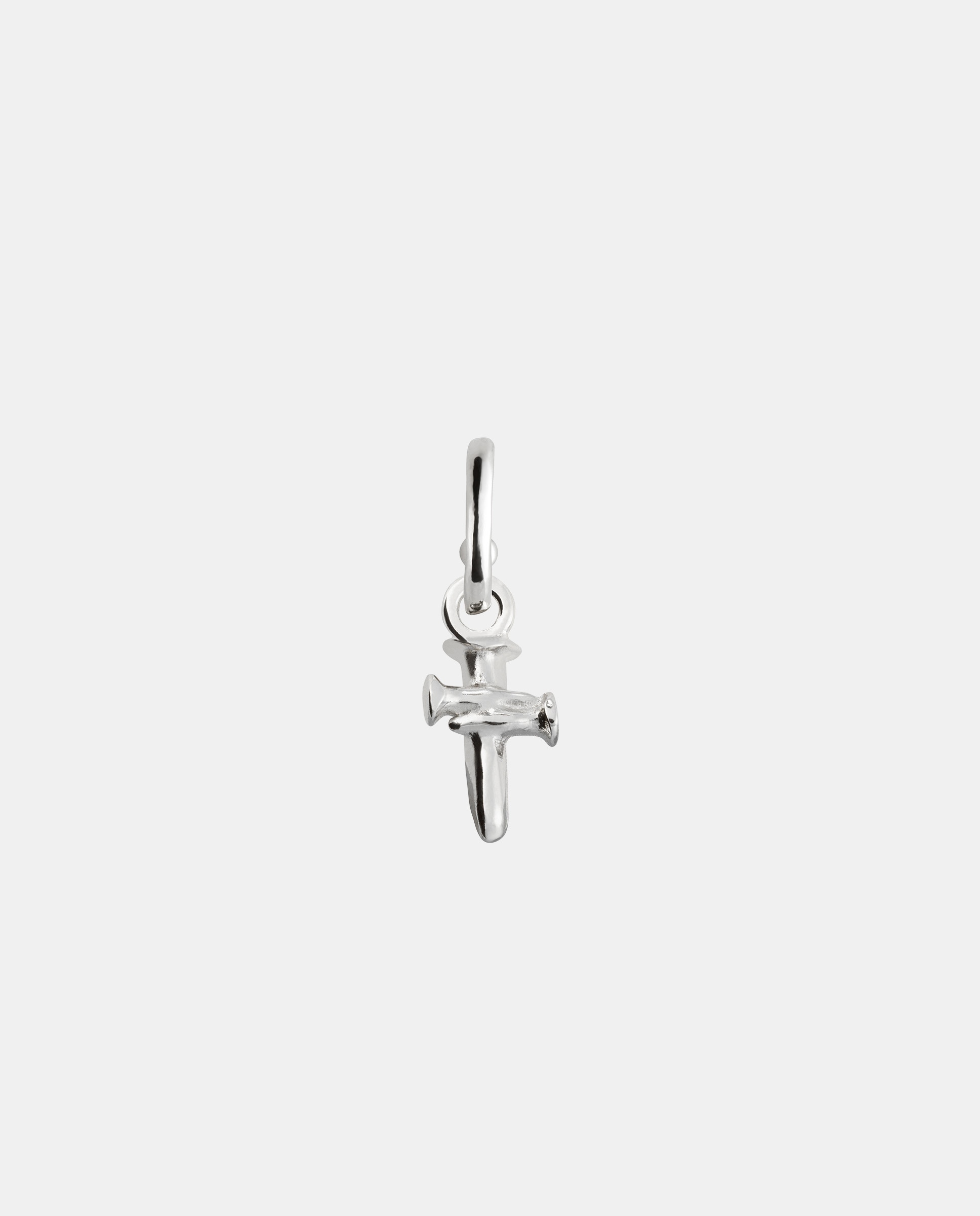 Charm de piercing bañado en plata de ley de cruz Plata UNO de 50 Plata-1