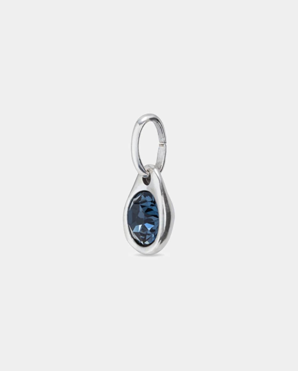 Charm circular bañado en plata de ley con cristal Zafiro-3