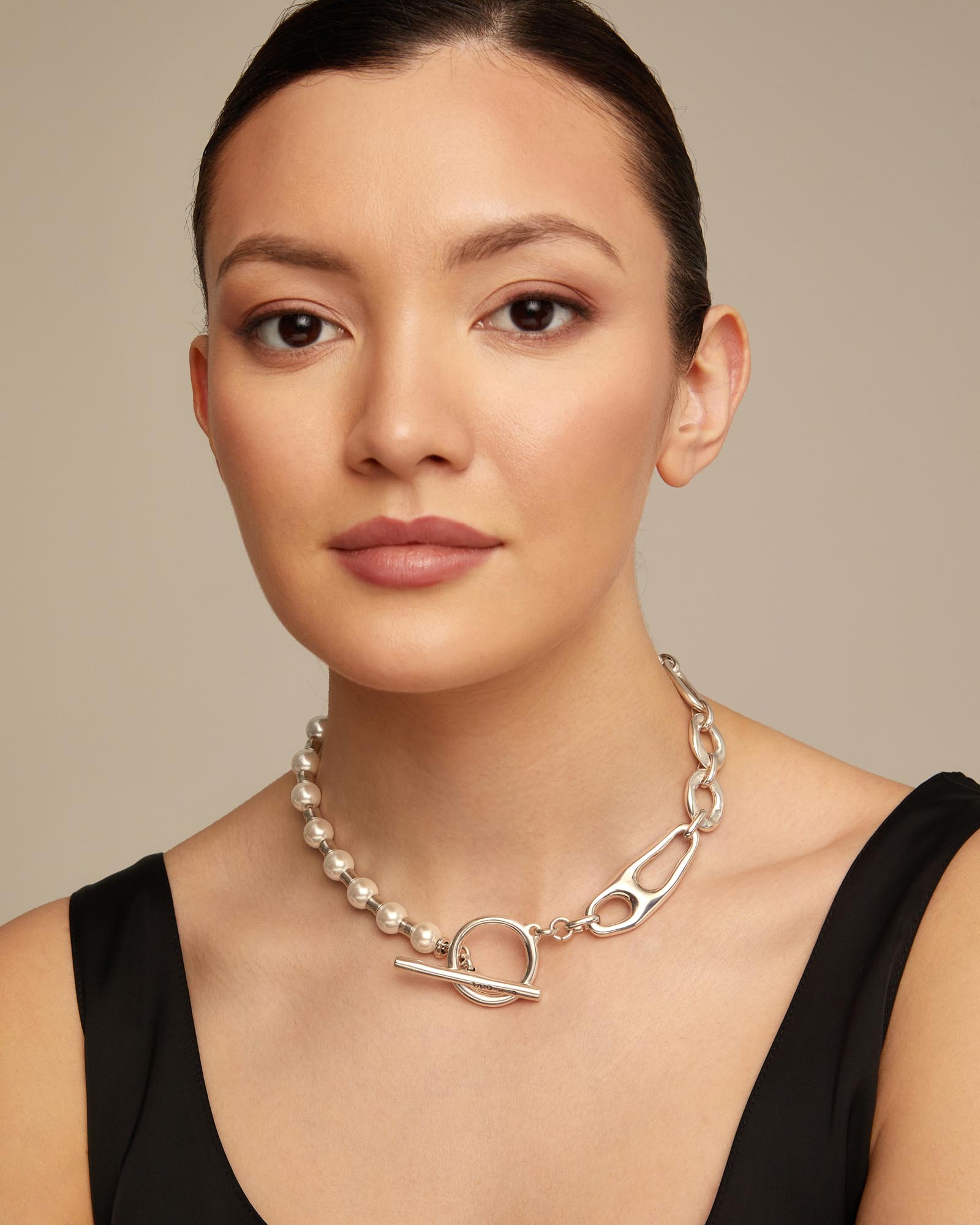 Collar bañado en de ley con perlas - UNO de 50 - Plata Plata-4