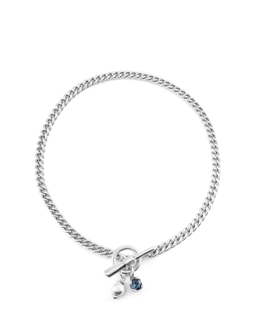 Collar Two Expearltional bañada en plata de ley con cierre de aro - UNO de 50 - Azul Azul-1