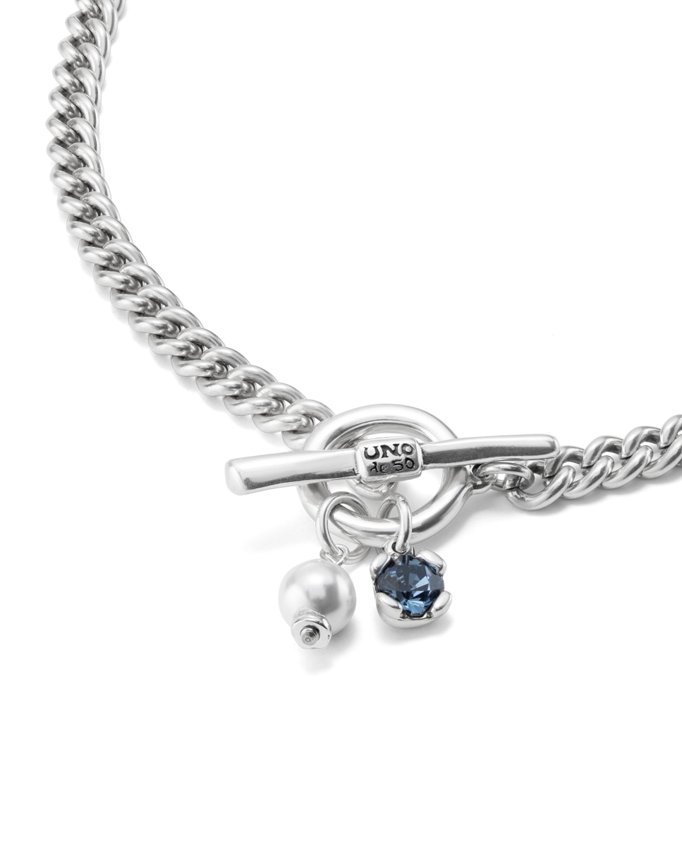 Collar Two Expearltional bañada en plata de ley con cierre de aro - UNO de 50 - Azul Azul-3