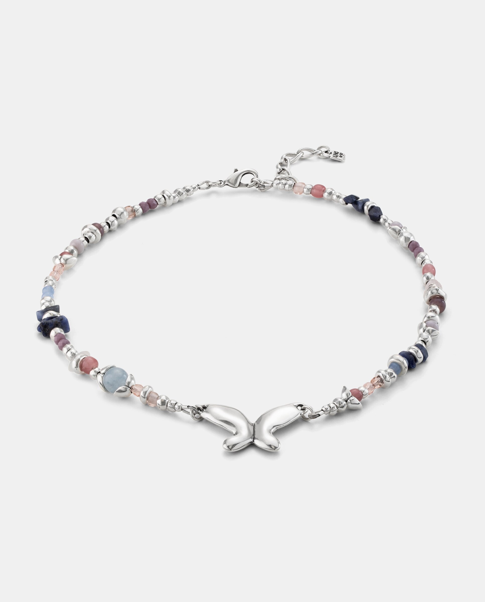 Collar bañado en de ley con mariposa - UNO de 50 - Plata Plata-2