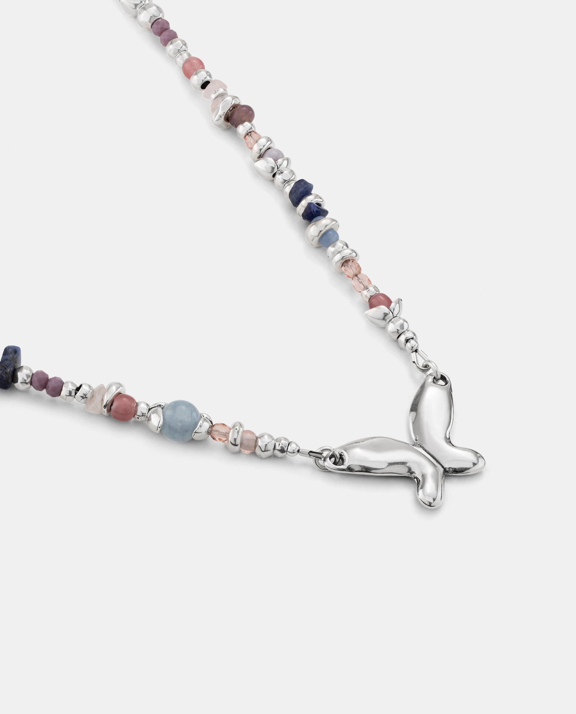 Collar bañado en de ley con mariposa - UNO de 50 - Plata Plata-3