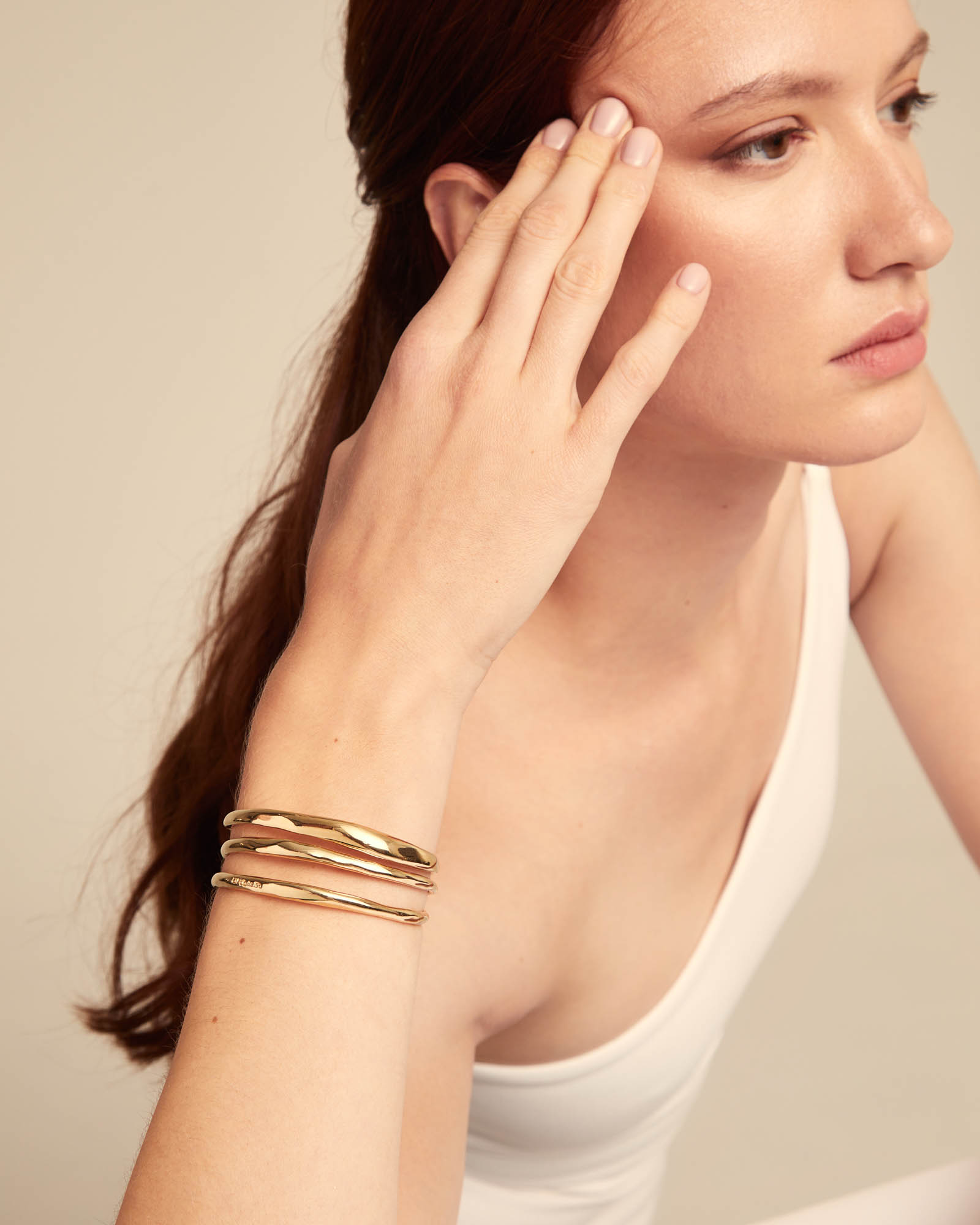 Pulsera rígida triple bañada en 18k - UNO de 50 - Oro Oro-4