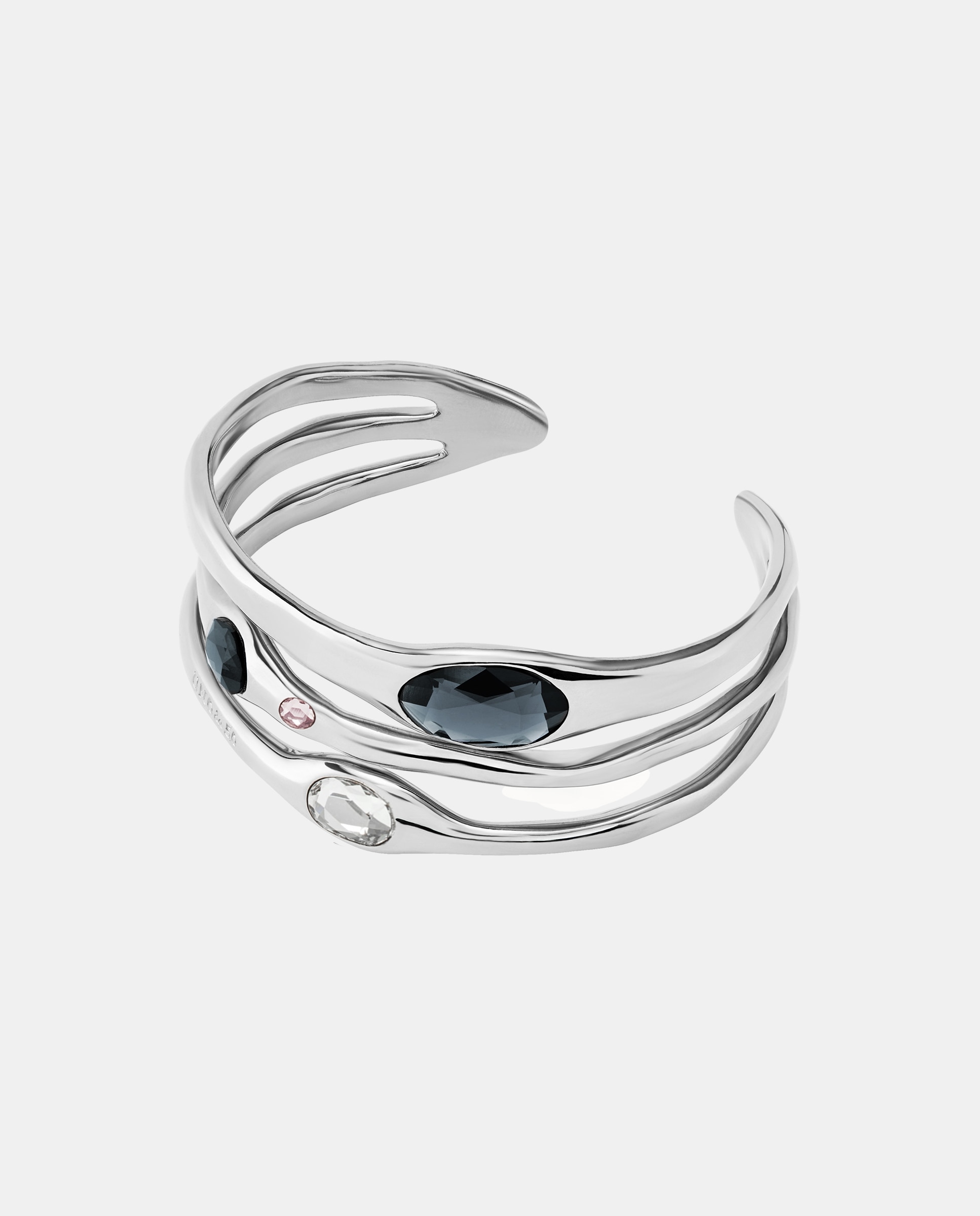 Pulsera rígida bañada en de ley con cristales multicolor - UNO de 50 - Plata Plata-2