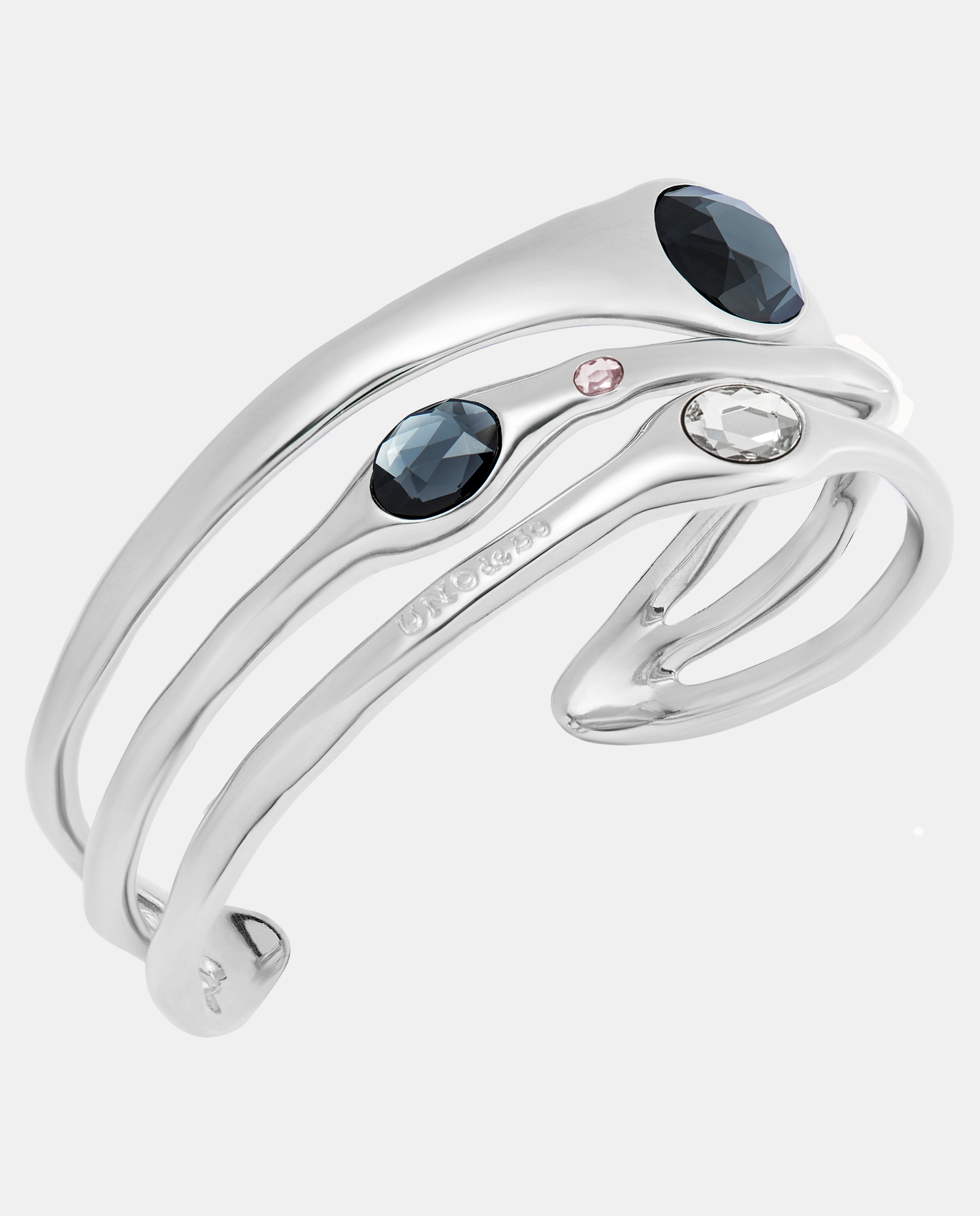 Pulsera rígida bañada en de ley con cristales multicolor - UNO de 50 - Plata Plata-3