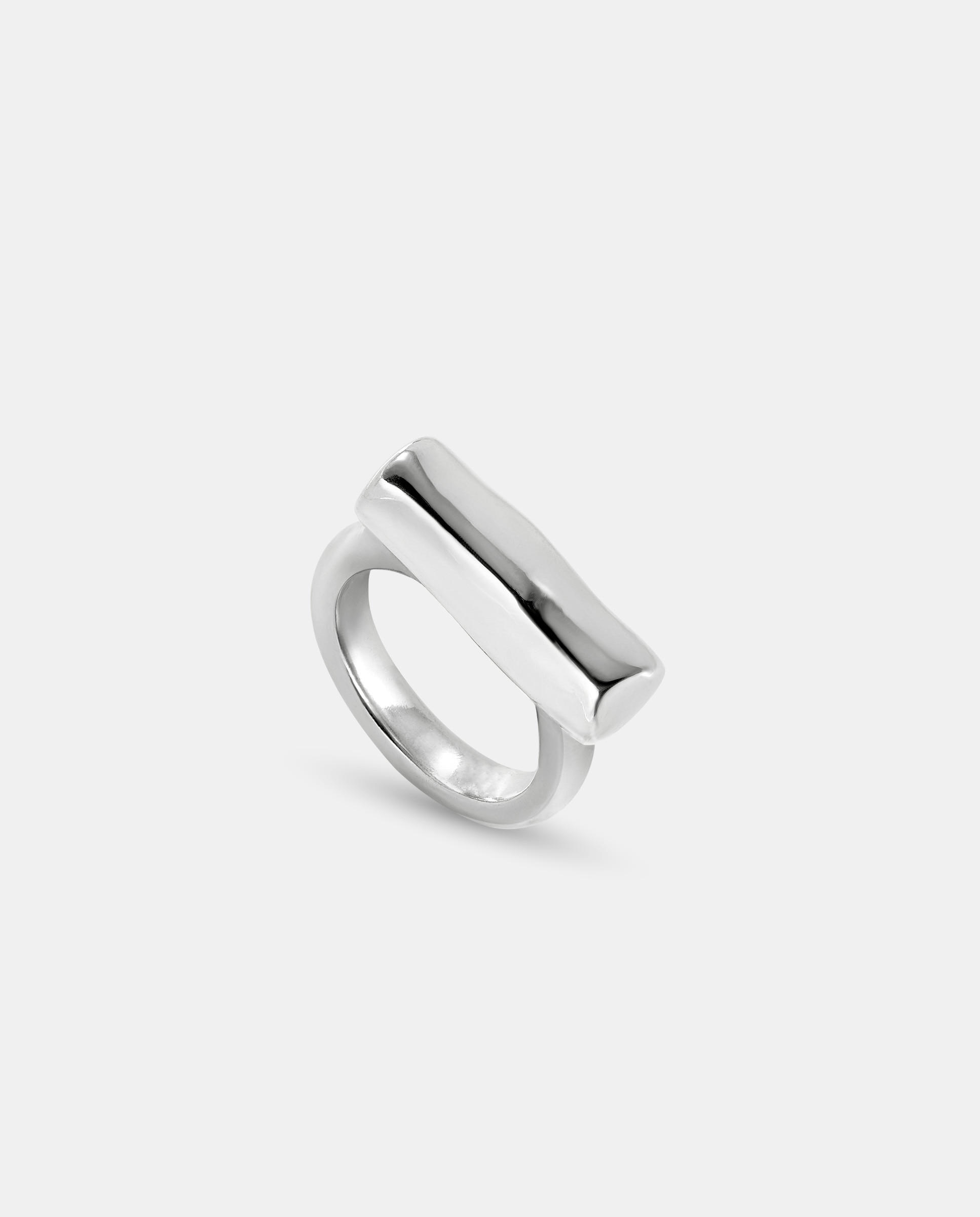 Anillo bañado en plata de ley con tubo horizontal - UNO de 50 - Plata Plata-3