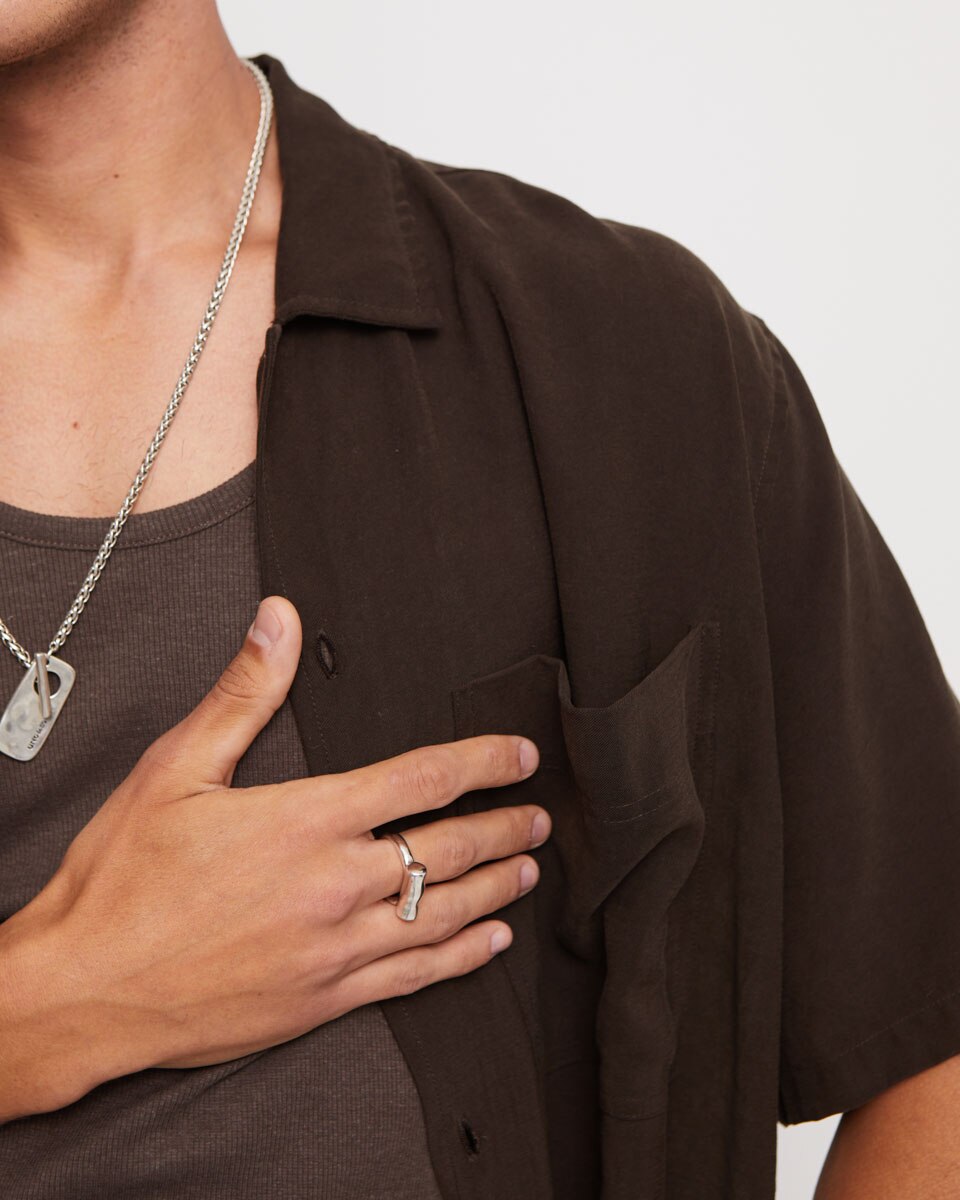 Anillo bañado en plata de ley con tubo horizontal - UNO de 50 - Plata Plata-4