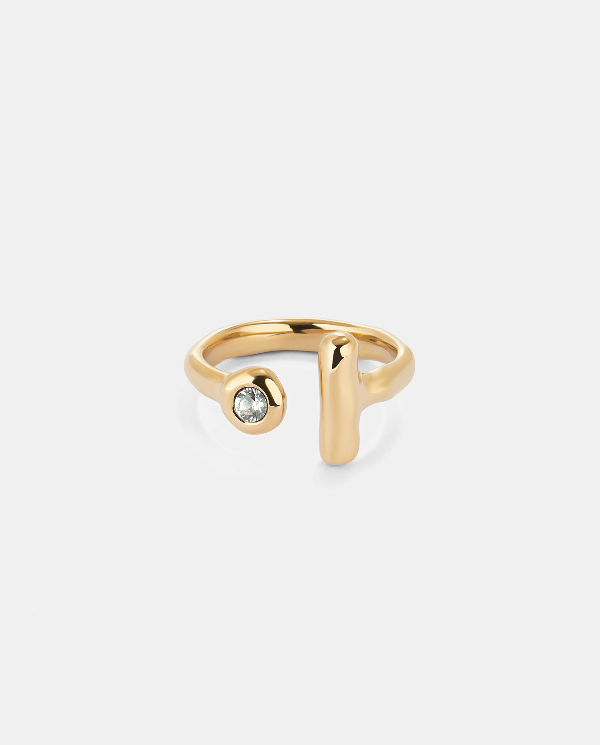 Anillo abierto bañado en oro 18k con topacio