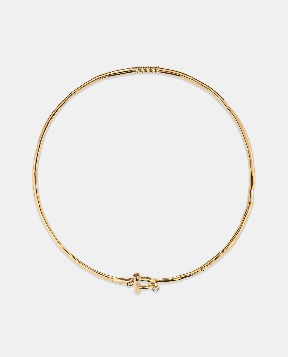 Collar rígido con cierre frontal bañado en oro 18k con topacio blanco Oro-1