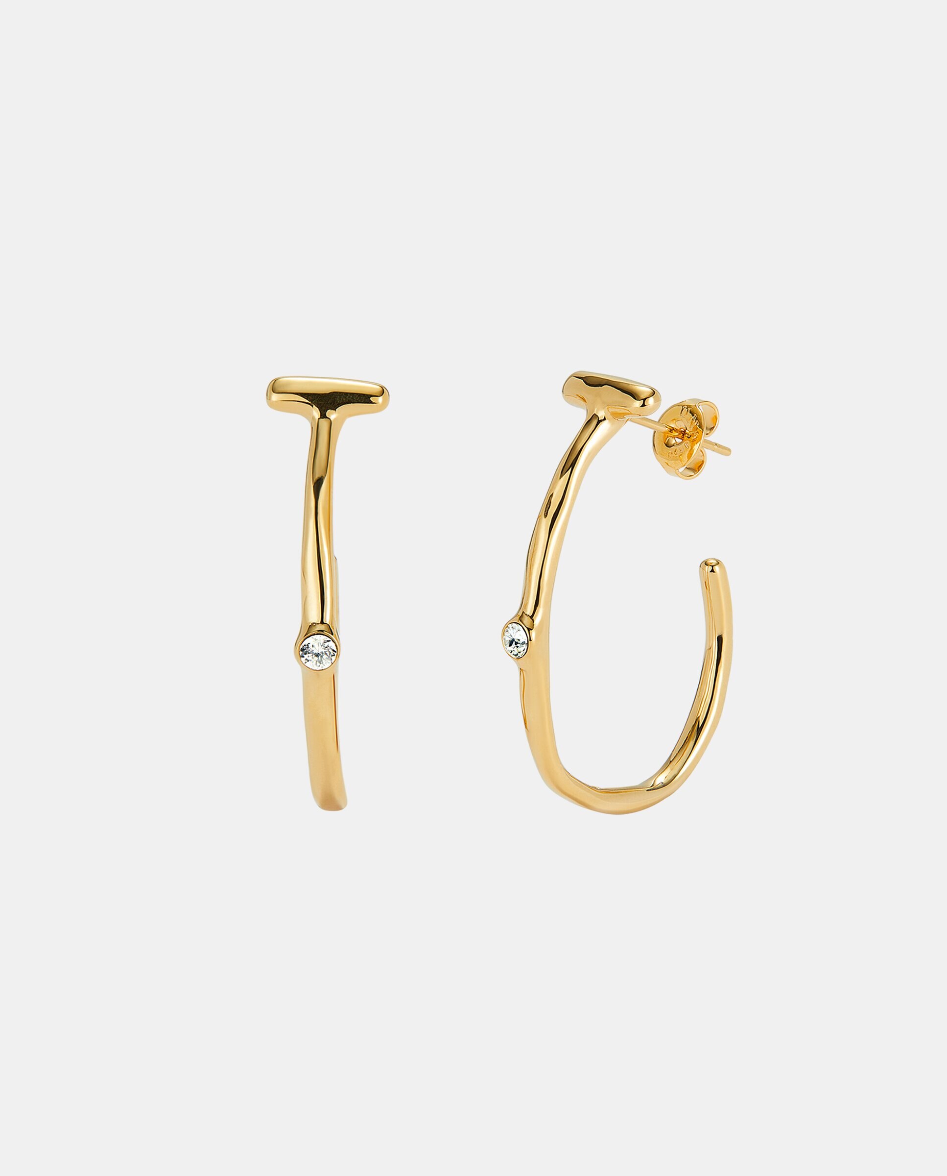 Pendientes aro bañado en 18k con topacio - UNO de 50 - Oro Oro-1