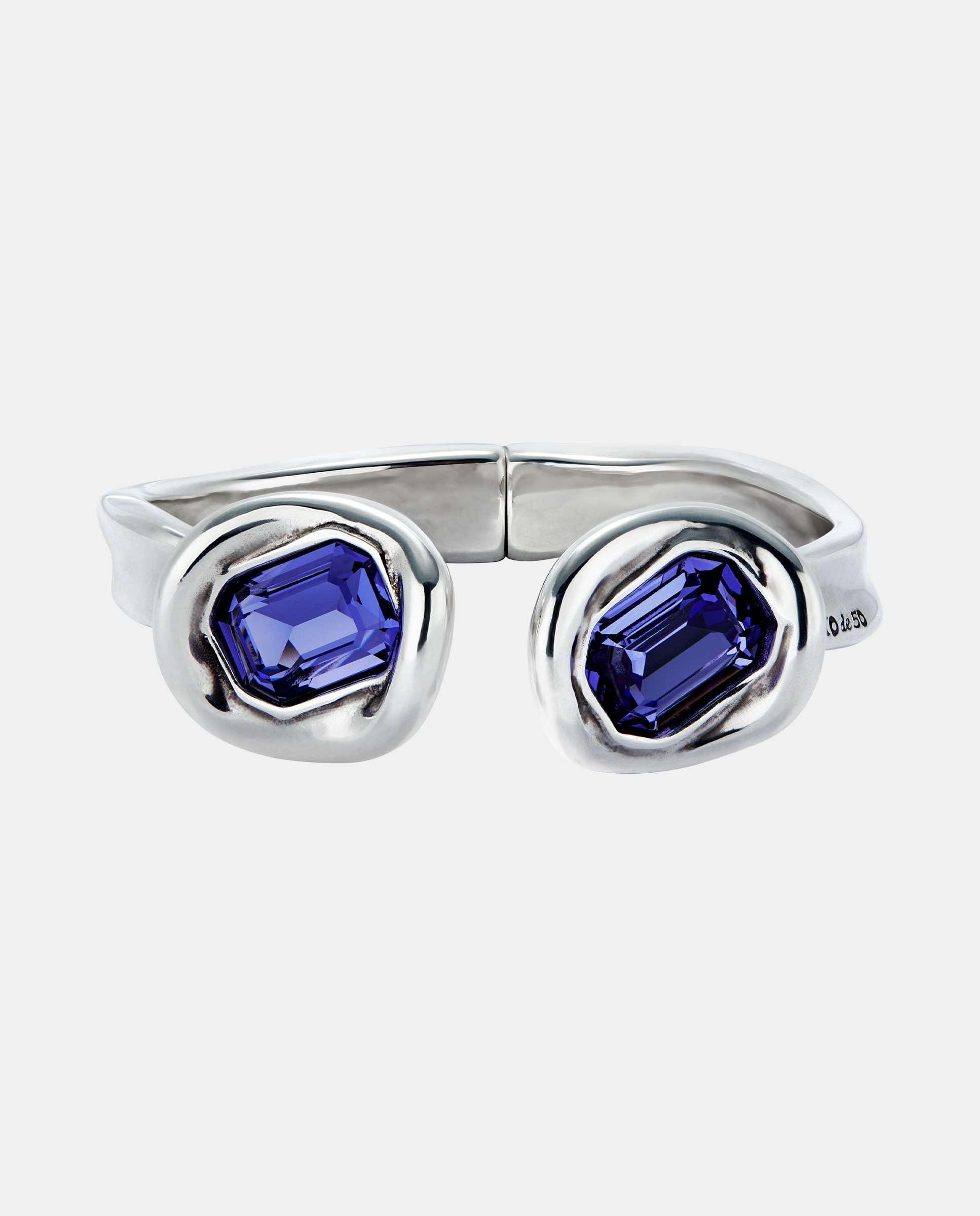 Imagen 0 de Pulsera rígida bañada en plata de ley y dos cristales morados Plata