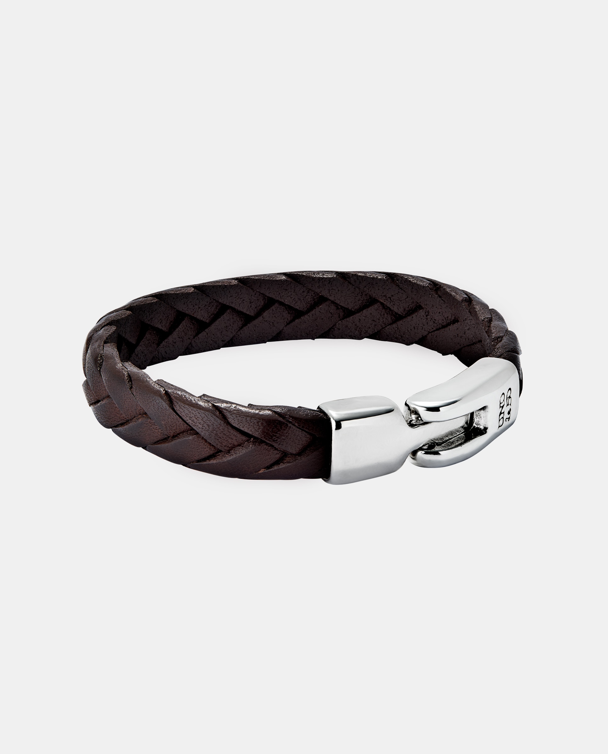 Pulsera de cuero trenzada bañada en de ley - UNO de 50 - Plata Plata-3