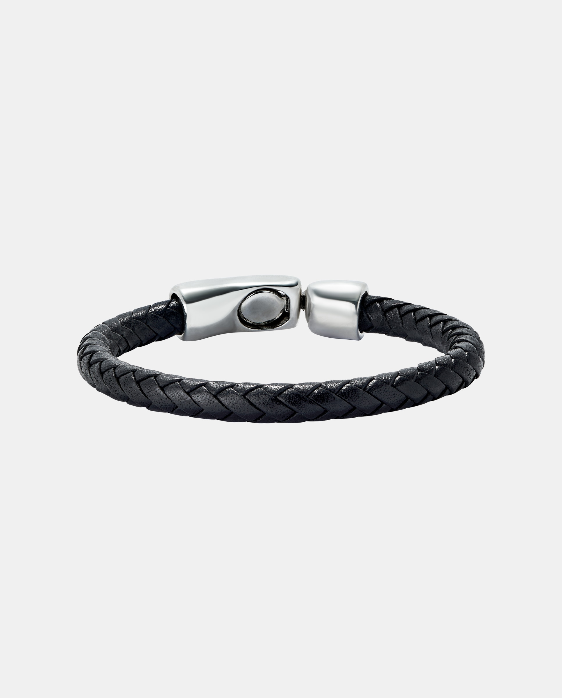 Imagen 0 de Pulsera de cuero tubular, trenzada bañada en plata de ley Plata