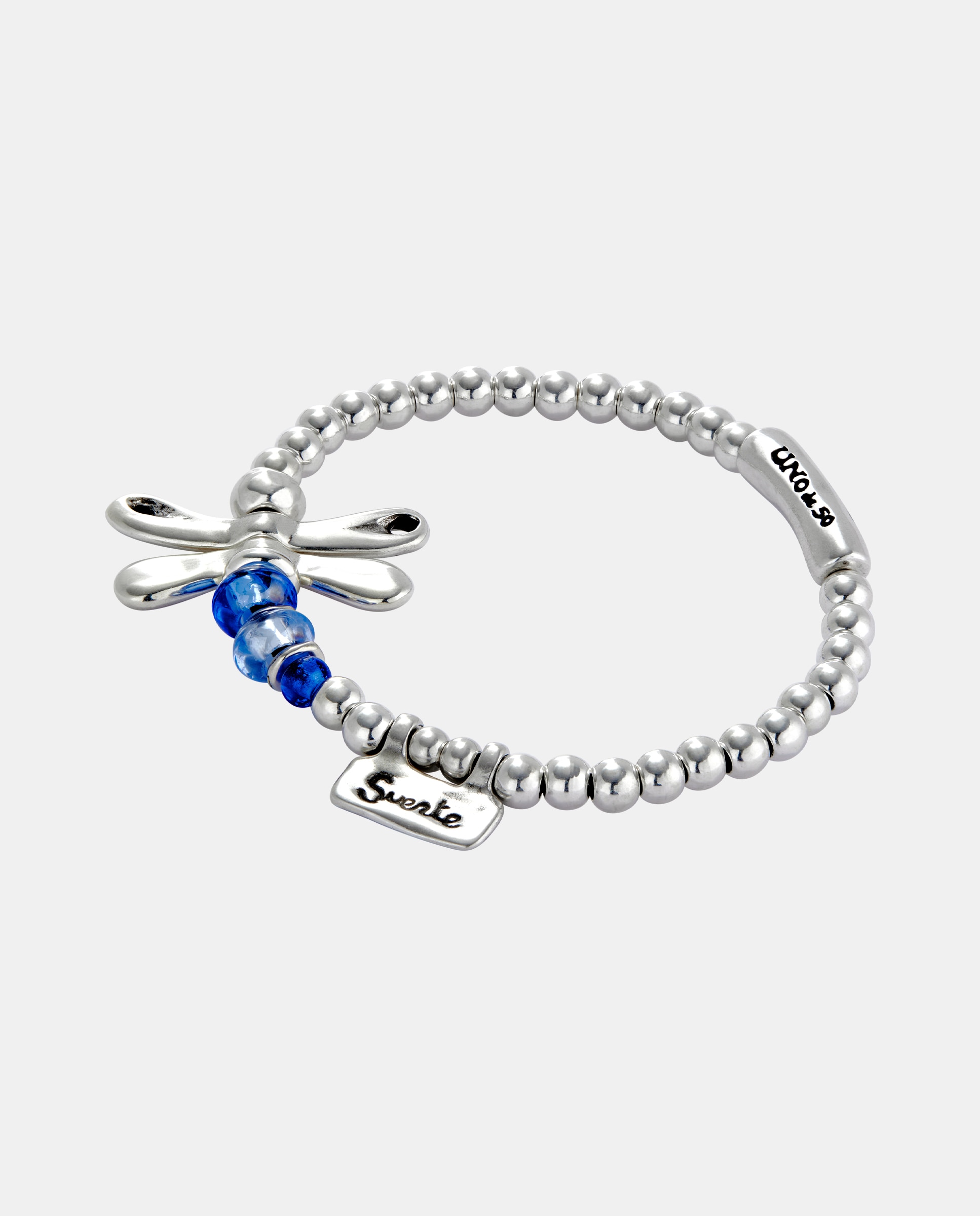 Pulsera elástica con libélula bañada en plata de ley - UNO de 50 - Plata Plata-3