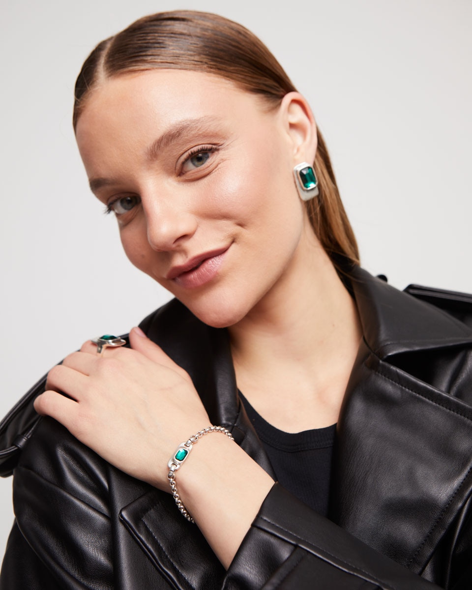 Pulsera de cadena bañada en de ley - UNO de 50 - Plata Plata-5