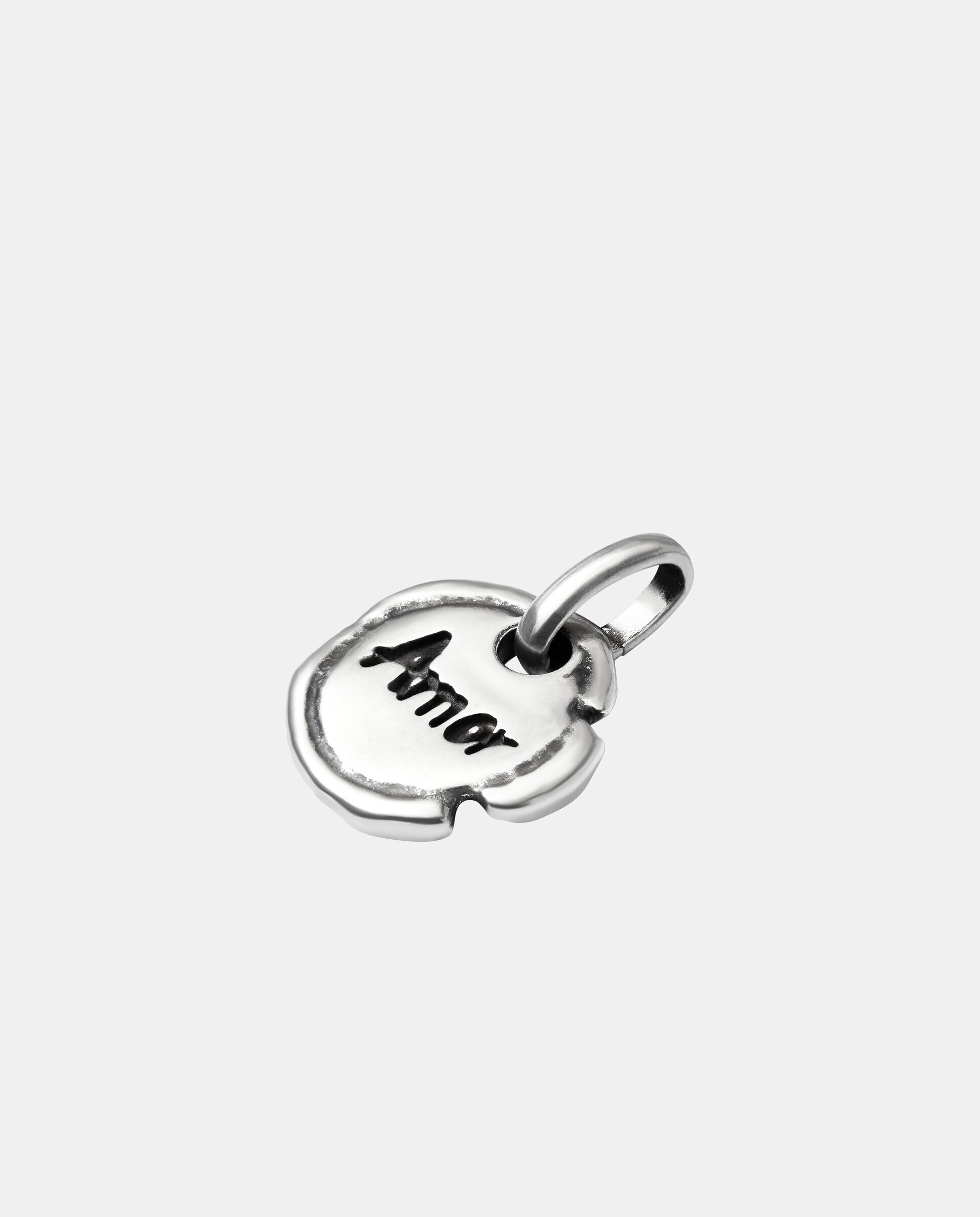 Charm bañado en plata de ley con palabra amor - UNO de 50 - Plata Plata-2