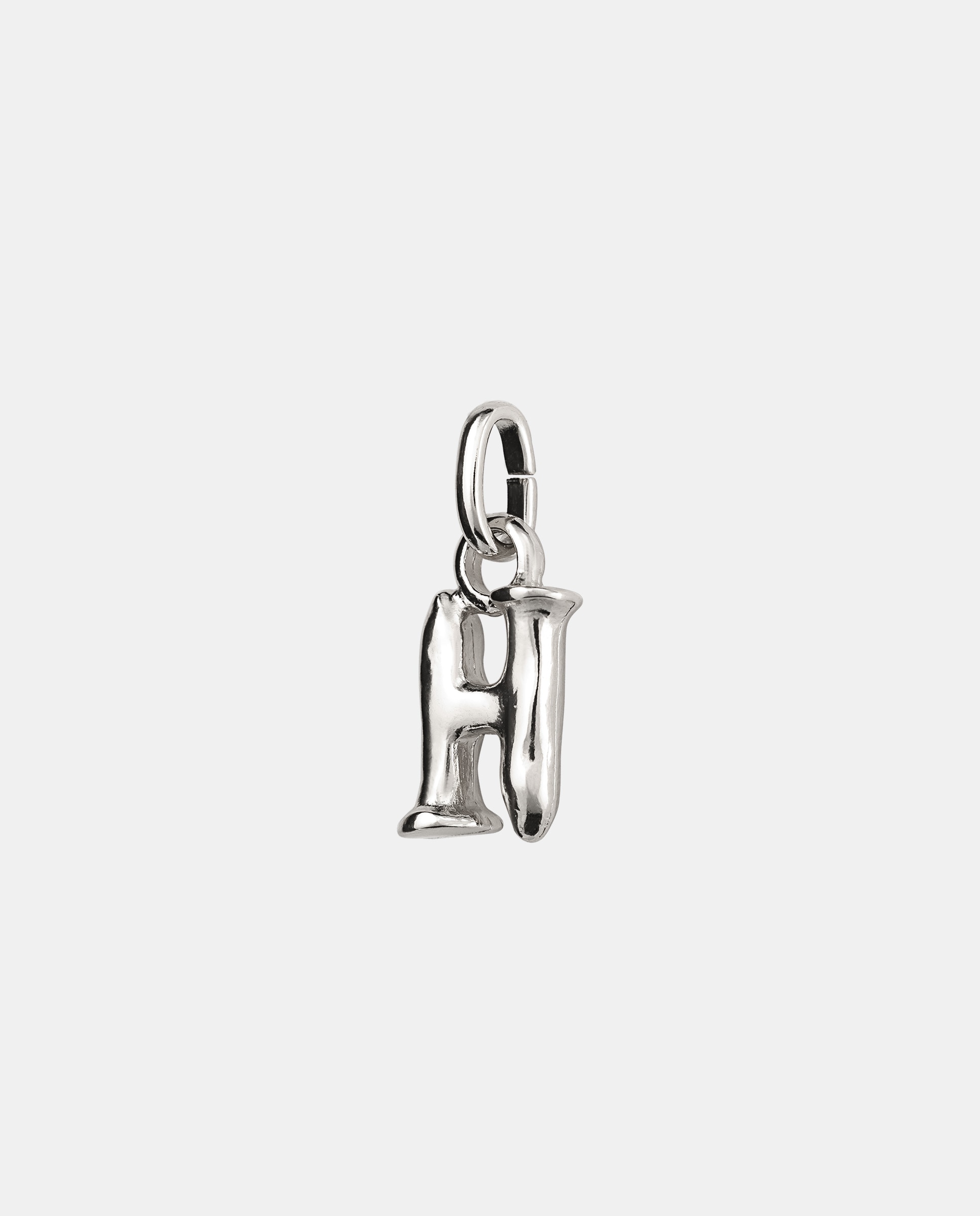 Charm letra H pequeña bañado en plata de ley - UNO de 50 - Plata Plata-2