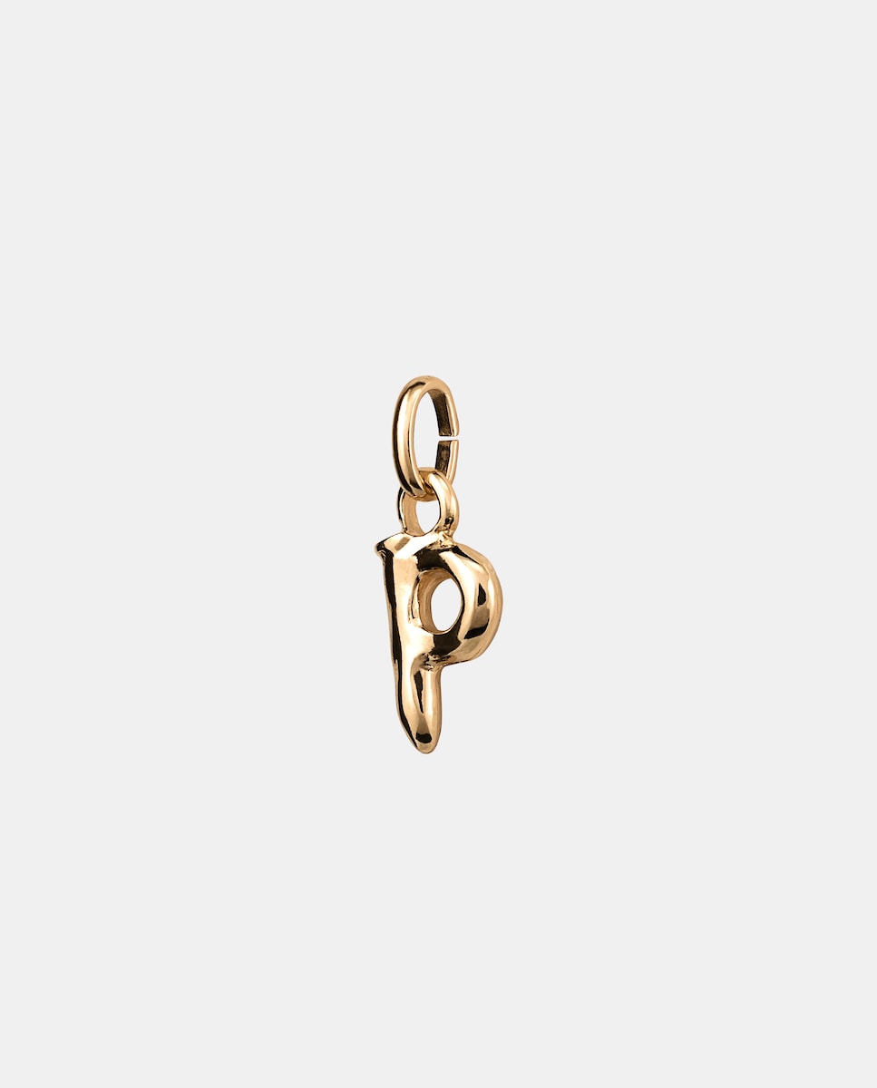 Charm letra P pequeña bañado en oro 18k Oro-2