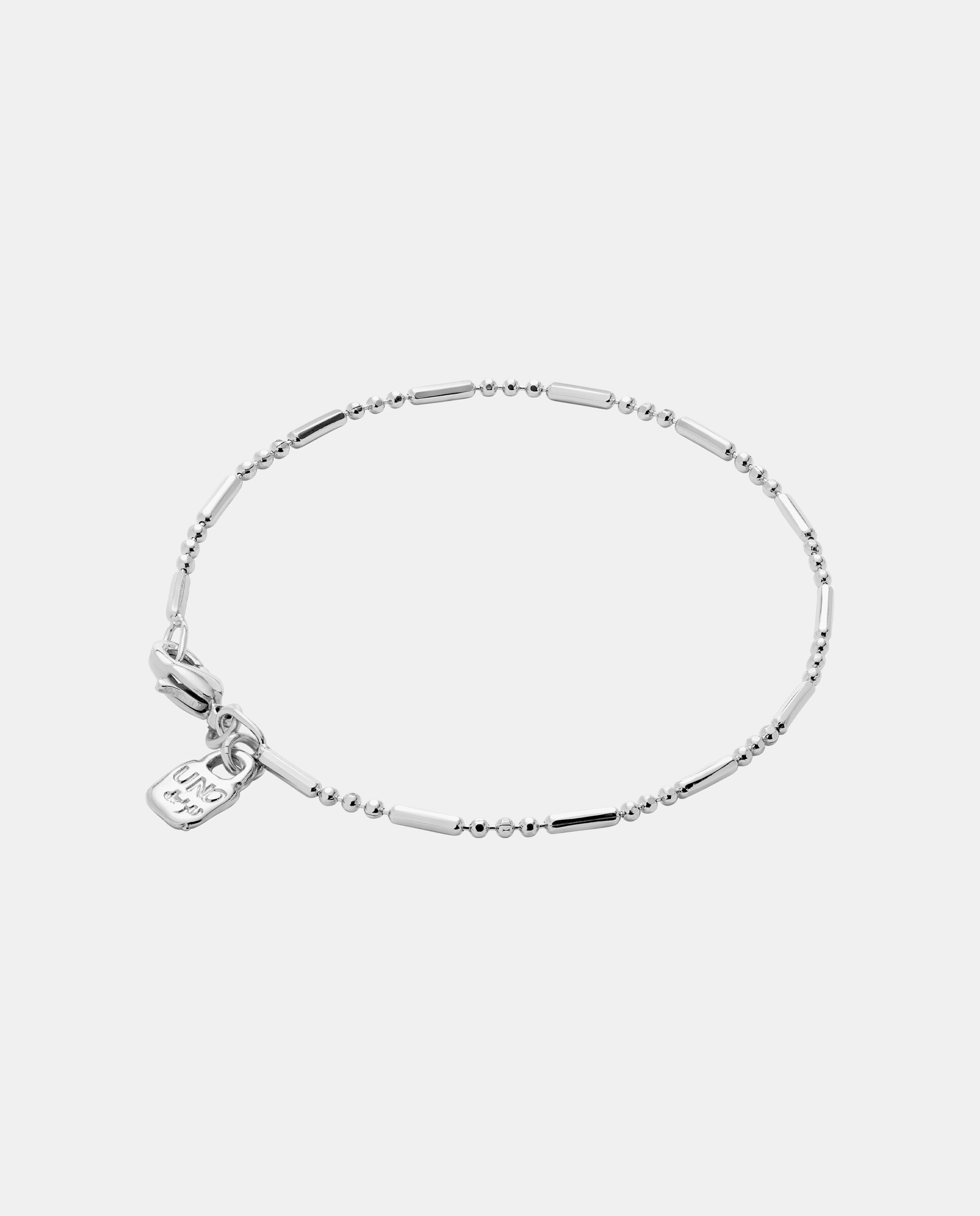 Pulsera de cadena con bolas y piezas adas bañada en de ley - UNO de 50 - Plata Plata-3