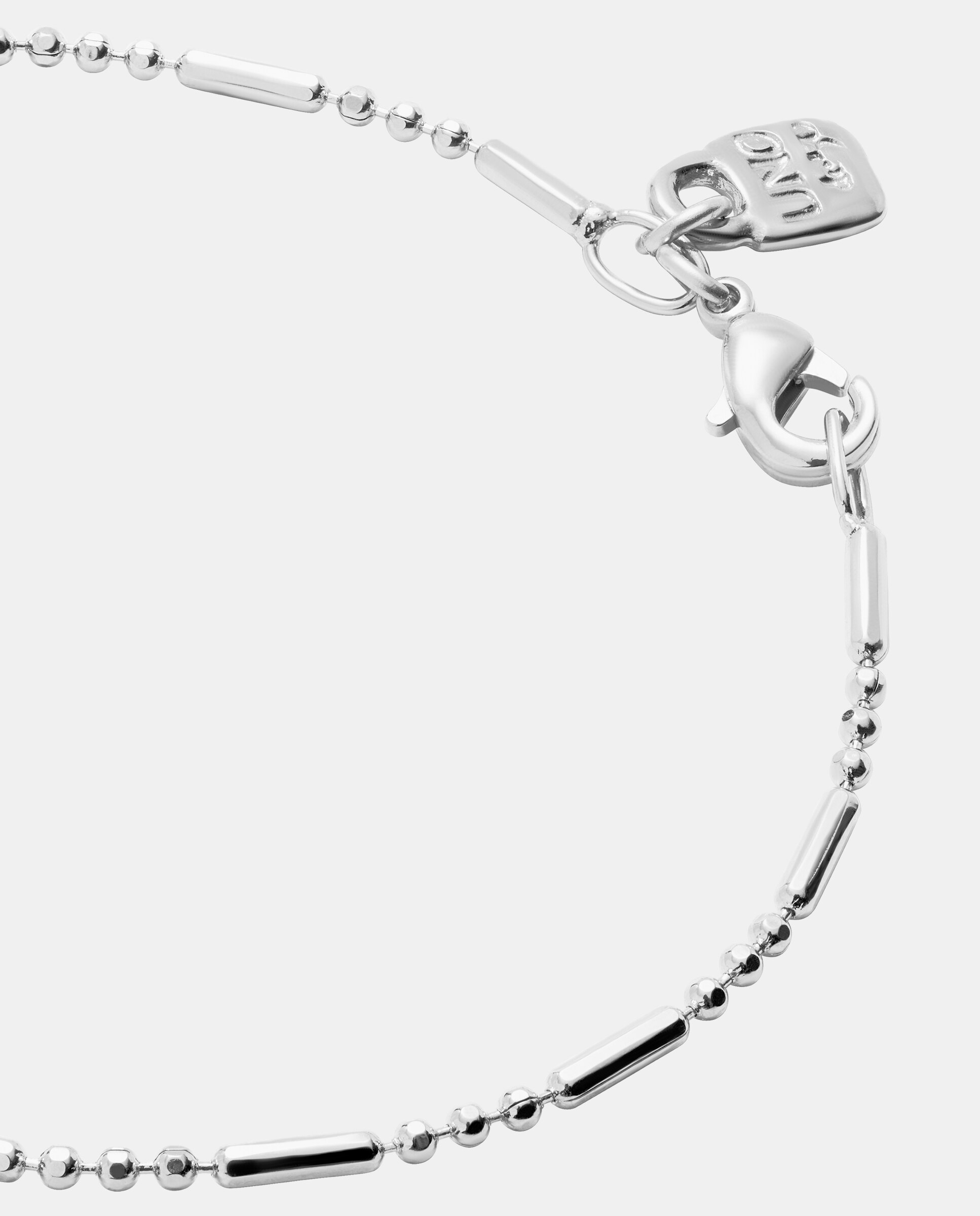 Pulsera de cadena con bolas y piezas adas bañada en de ley - UNO de 50 - Plata Plata-4
