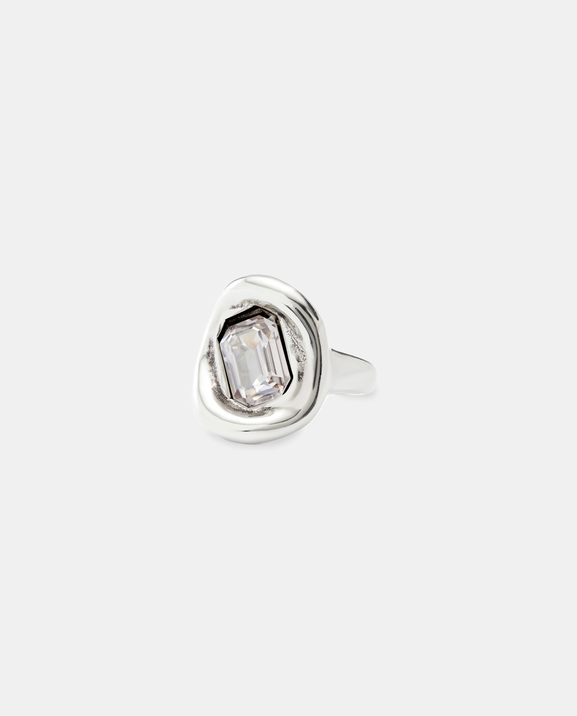 Imagen 0 de Anillo bañado en plata con cristal facetado blanco Plata
