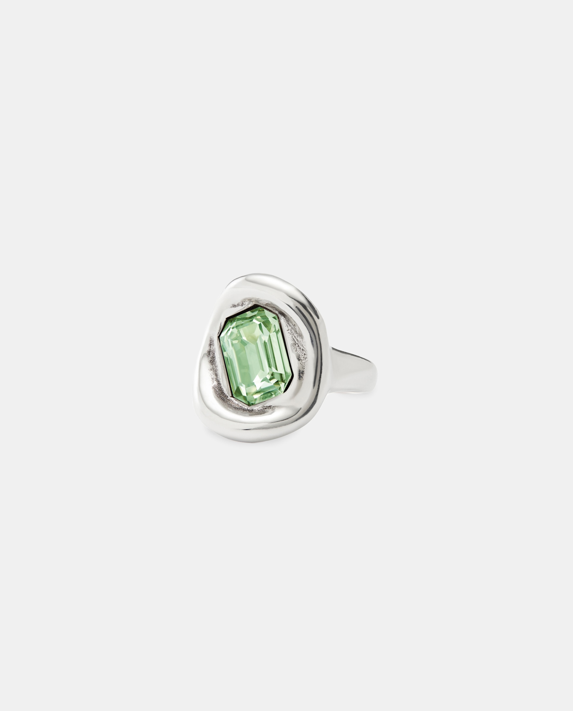 Imagen 0 de Anillo bañado en plata con cristal facetado verde claro Plata