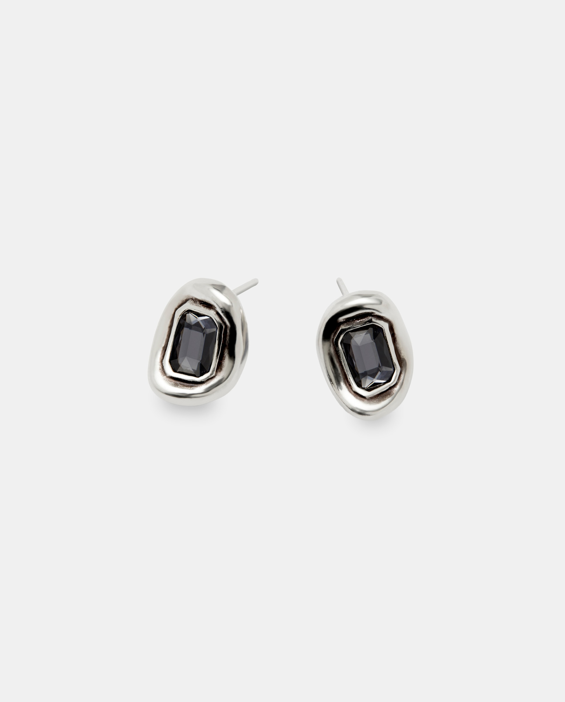 Pendientes bañados en plata con cristal facetado gris - UNO de 50 - Plata Plata-2