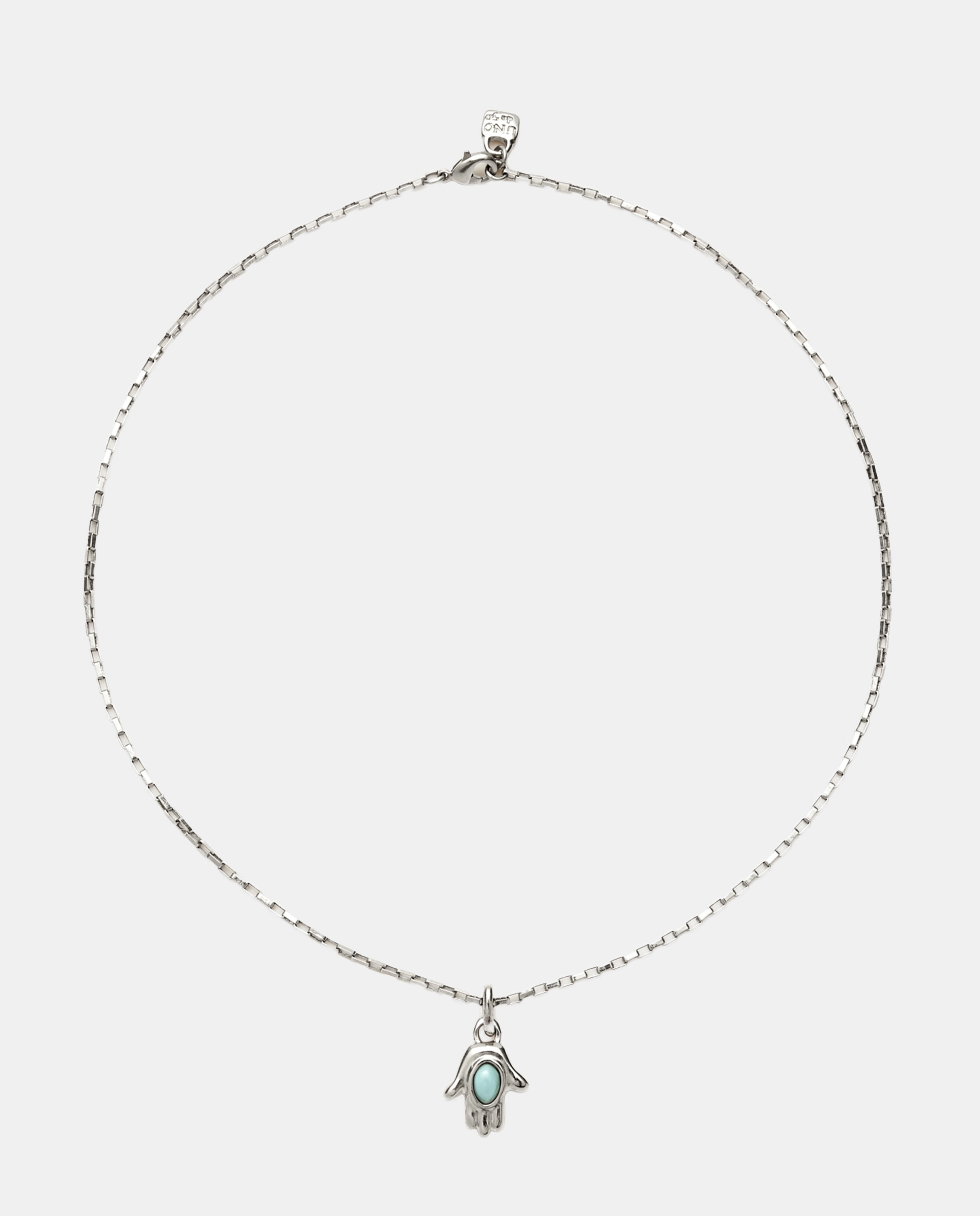 Collar de cadena con charm con piedra de aleación de metales bañado en plata de ley - UNO de 50 - Azul Azul-1