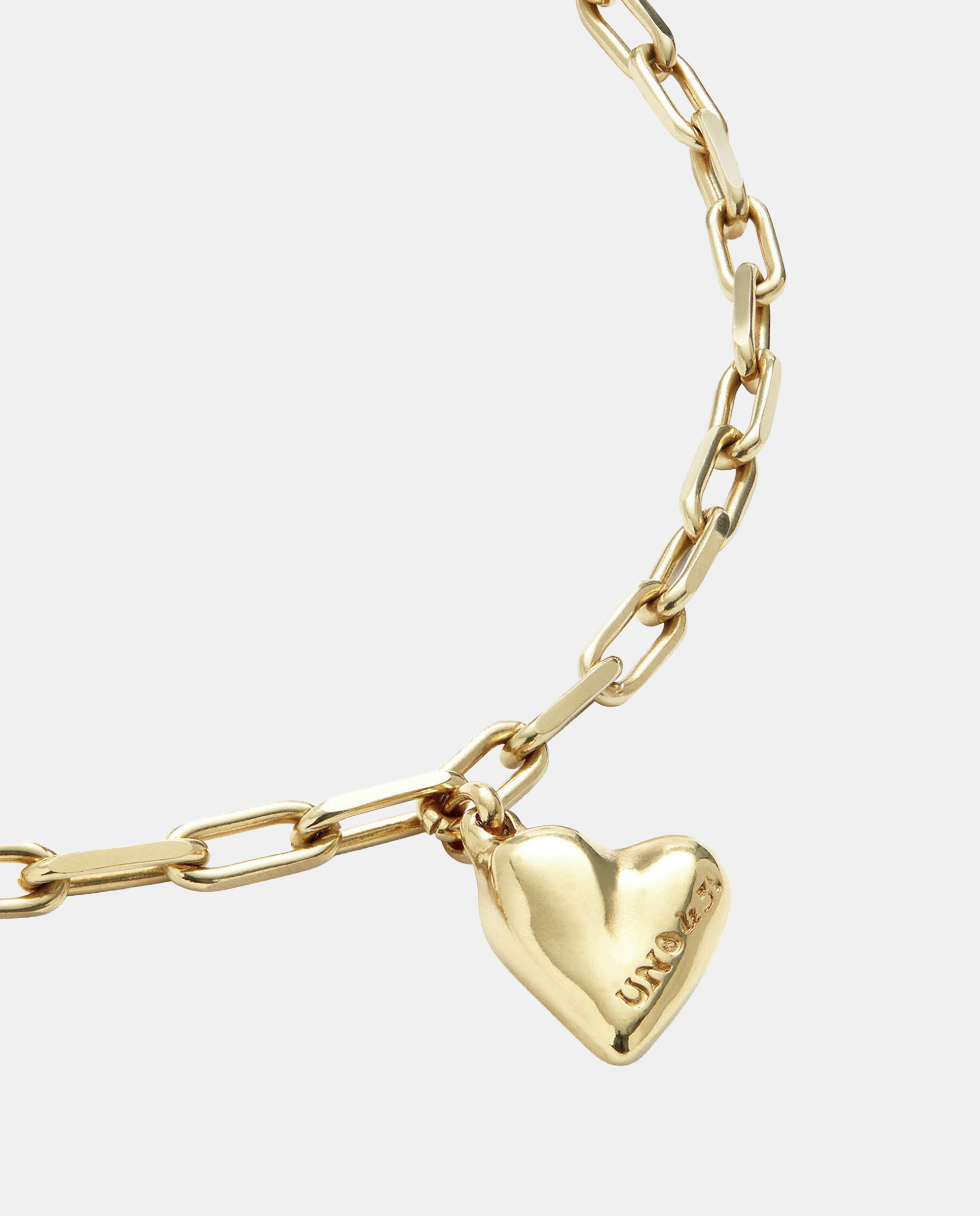 Collar de cadena con charm de corazón de aleación de metales bañado en oro 18k - UNO de 50 - Dorado Dorado-3