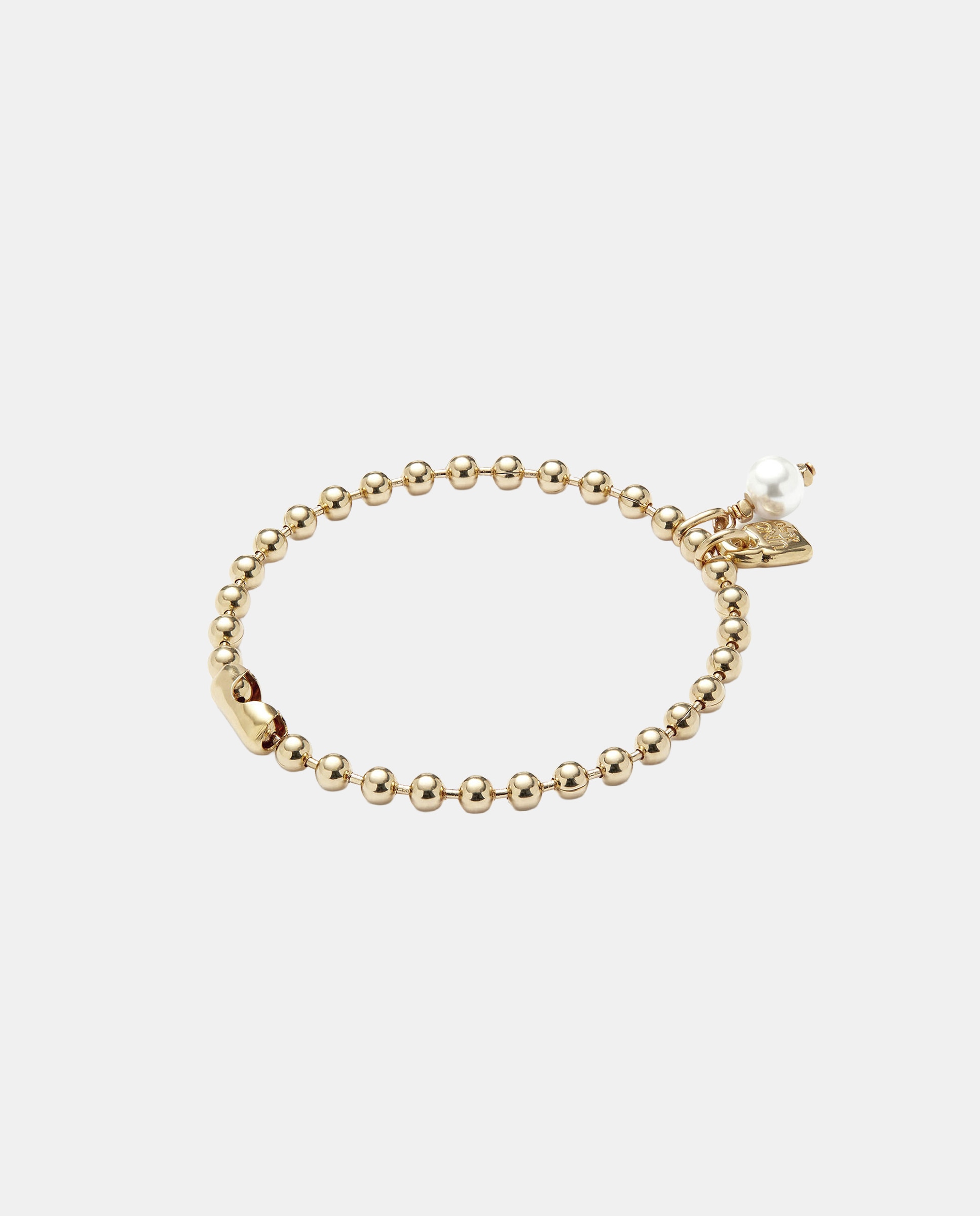 Pulsera de cadena con charm de perla en aleación de metales bañado en oro 18k - UNO de 50 - Blanco Blanco-1