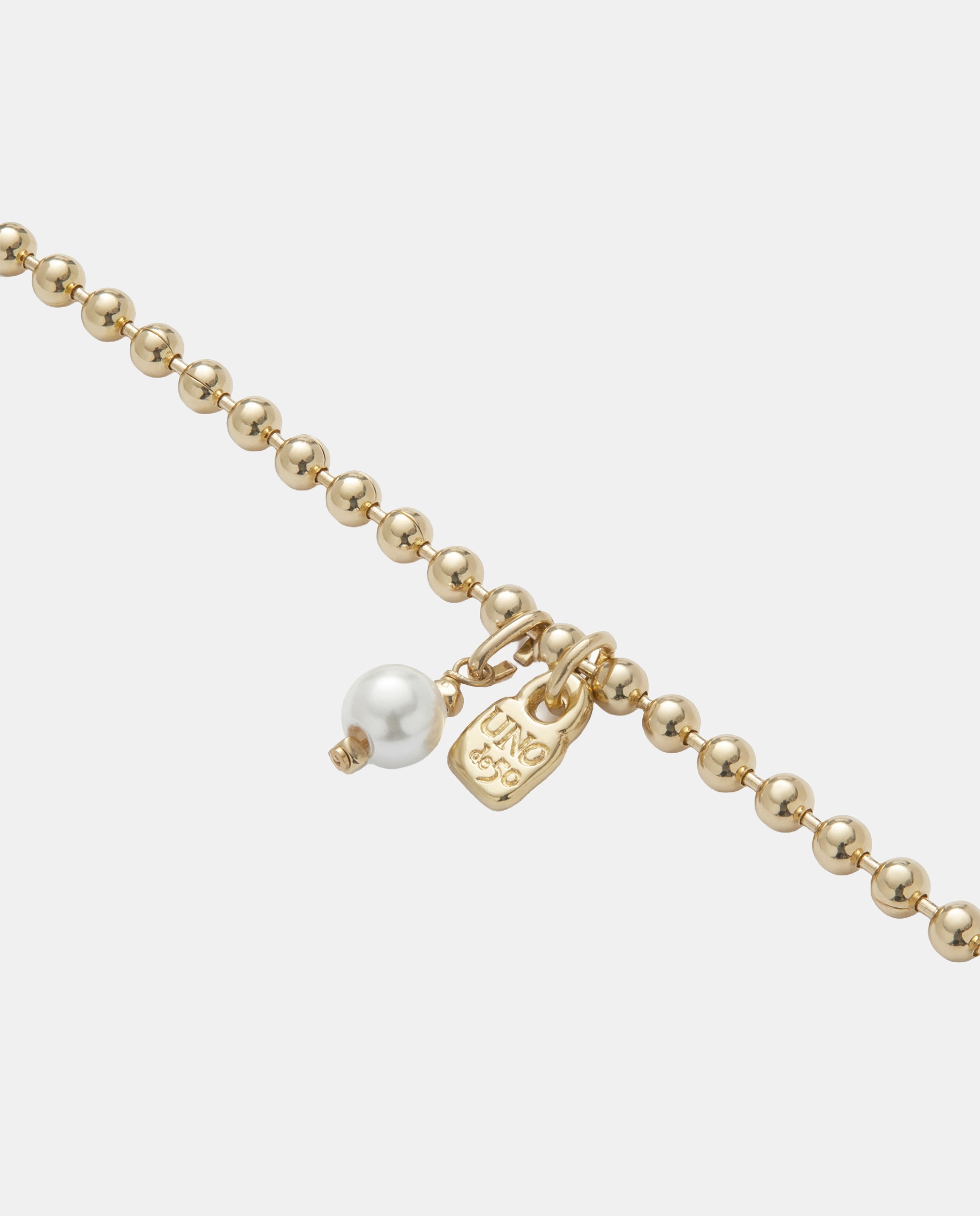 Pulsera de cadena con charm de perla en aleación de metales bañado en oro 18k - UNO de 50 - Blanco Blanco-3