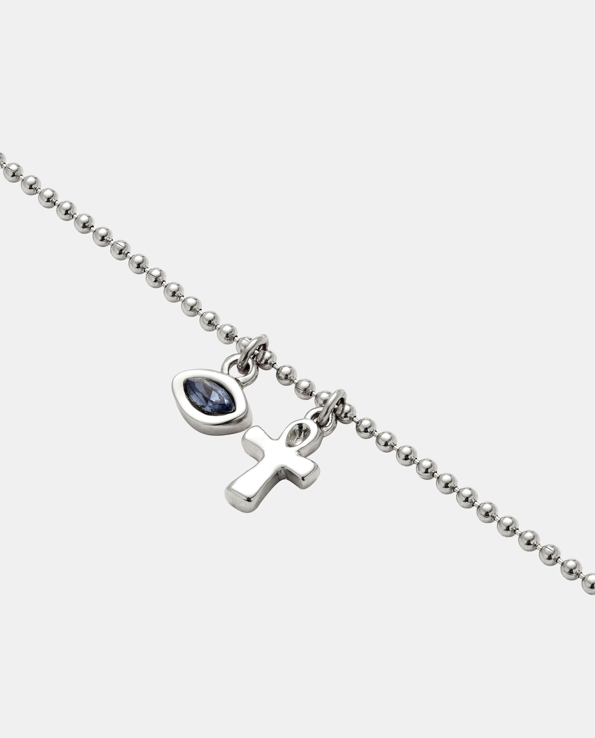 Pulsera de cadena fina con dos charm y cristal en aleación de metales bañado en plata de ley - UNO de 50 - Rojo Rojo-3