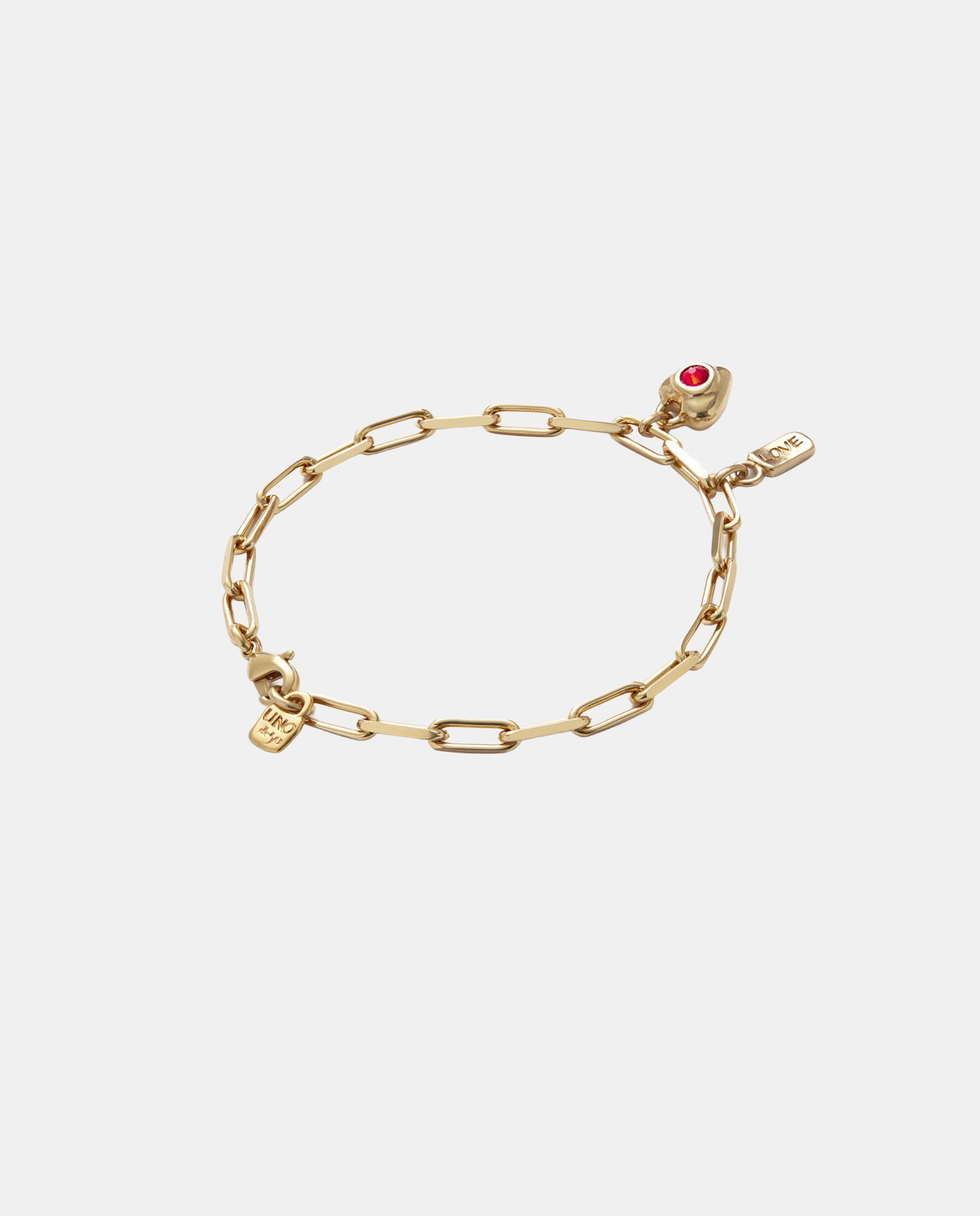 Pulsera de cadena con 2 charms pequeños de aleación de metales bañado en oro 18k - UNO de 50 - Rojo Rojo-2