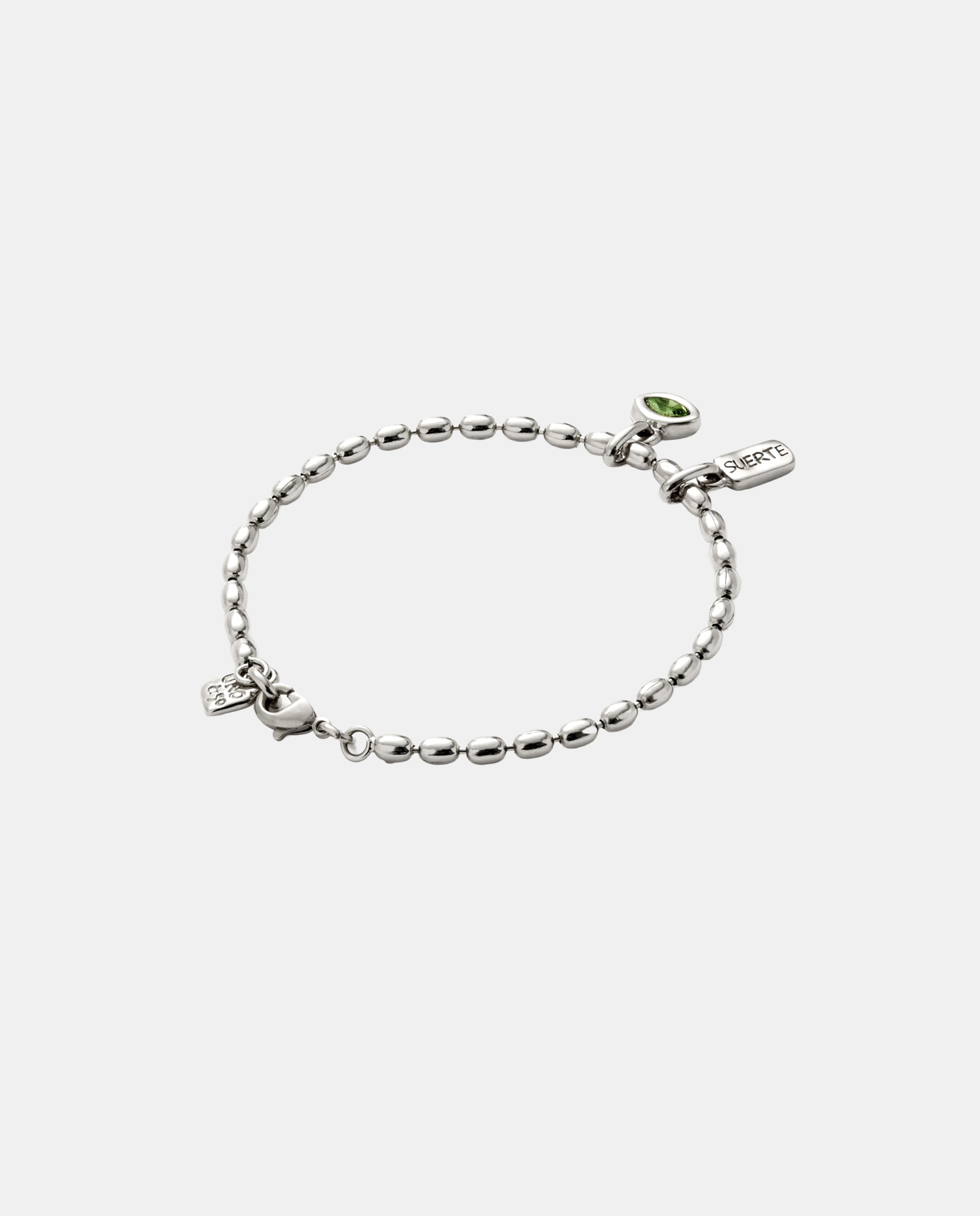 Pulsera de cadena con charm pequeño y cristal de aleación de metales bañado en plata de ley - UNO de 50 - Verde Verde-2